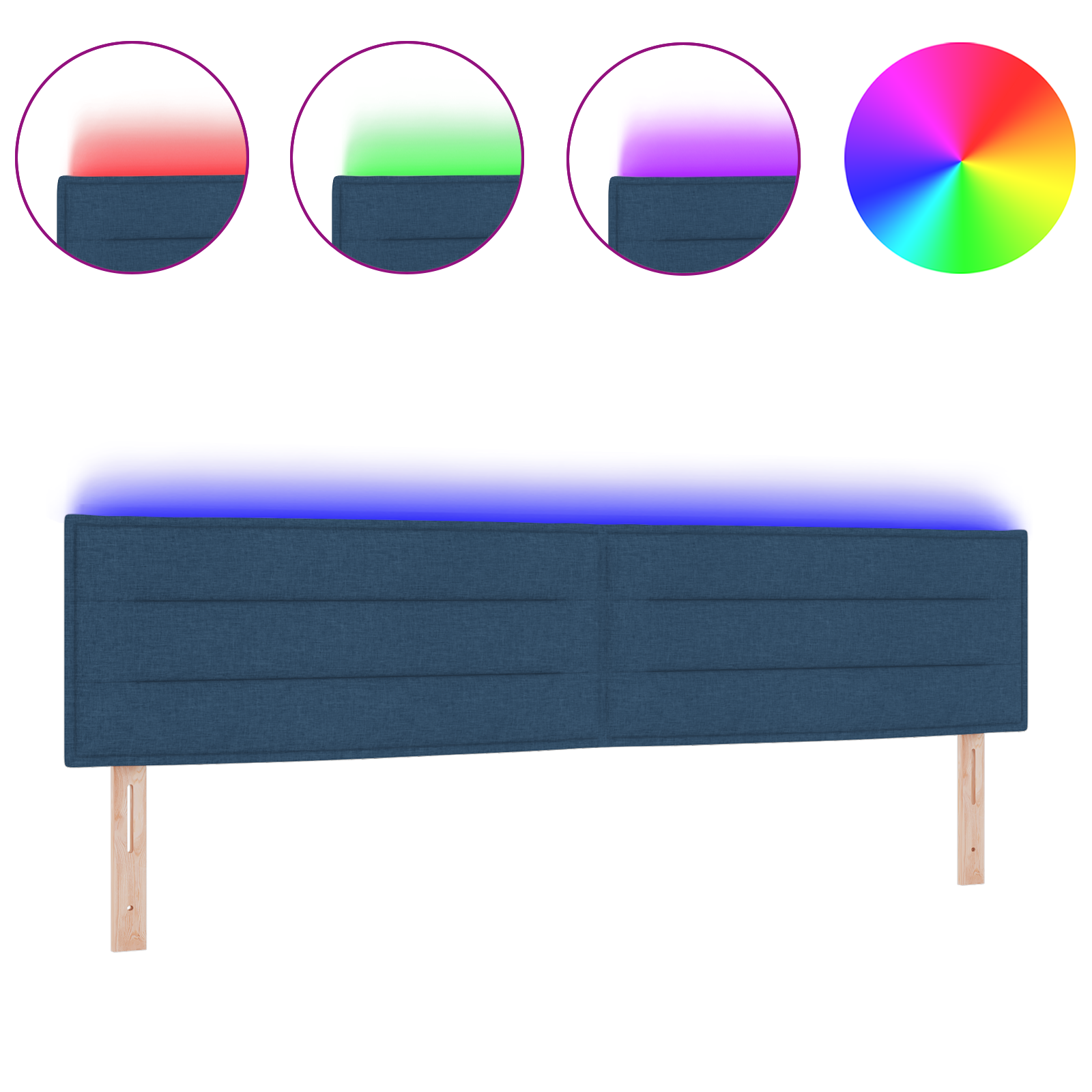 vidaXL Capitonaj cu LED Design Linii Albastru 100 cm Țesătură vidaXL Capitonaj cu LED Design Linii Albastru 100 cm Țesătură