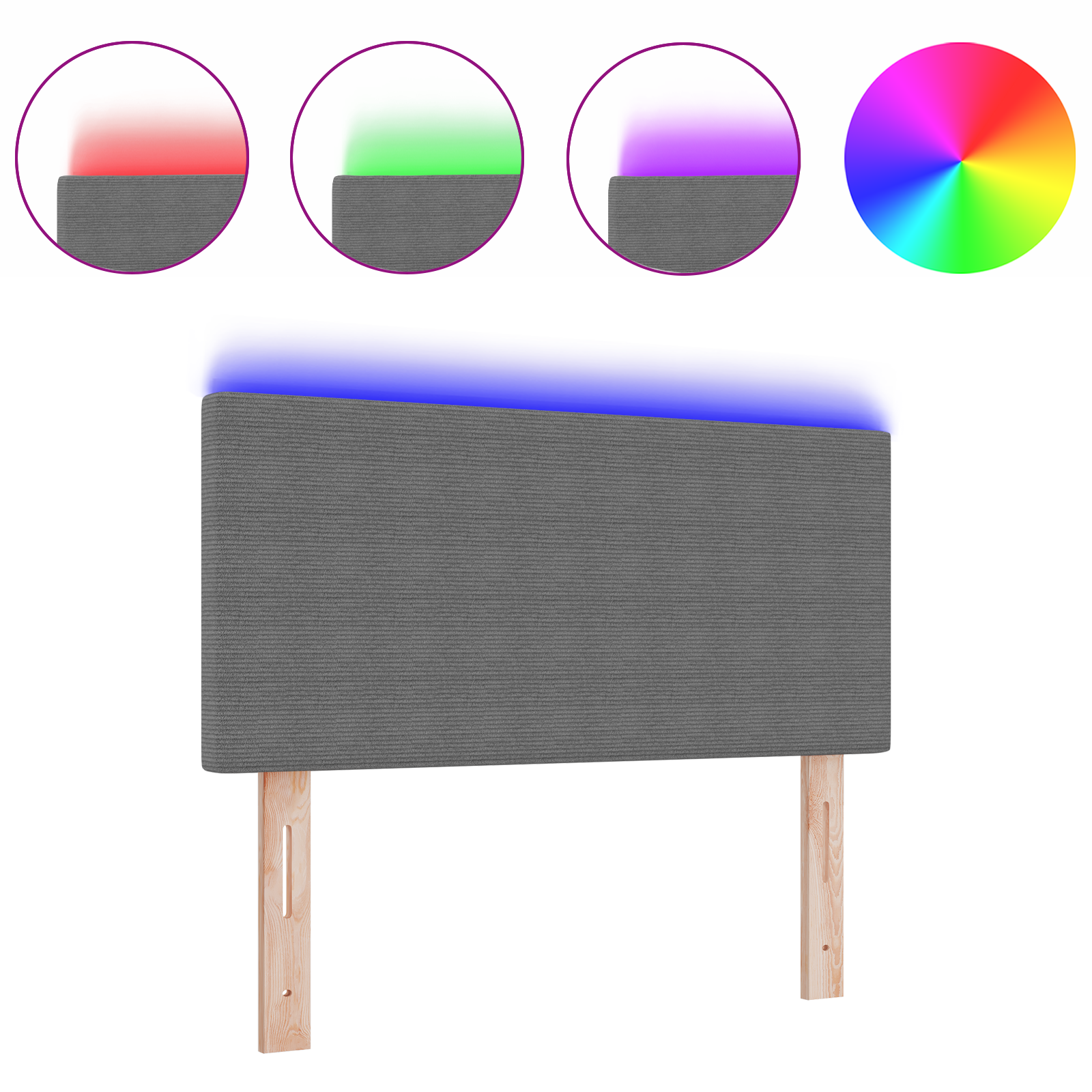 vidaXL Tăblie LED cu lumini cu bandă LED Gri deschis 90 cm țesătură