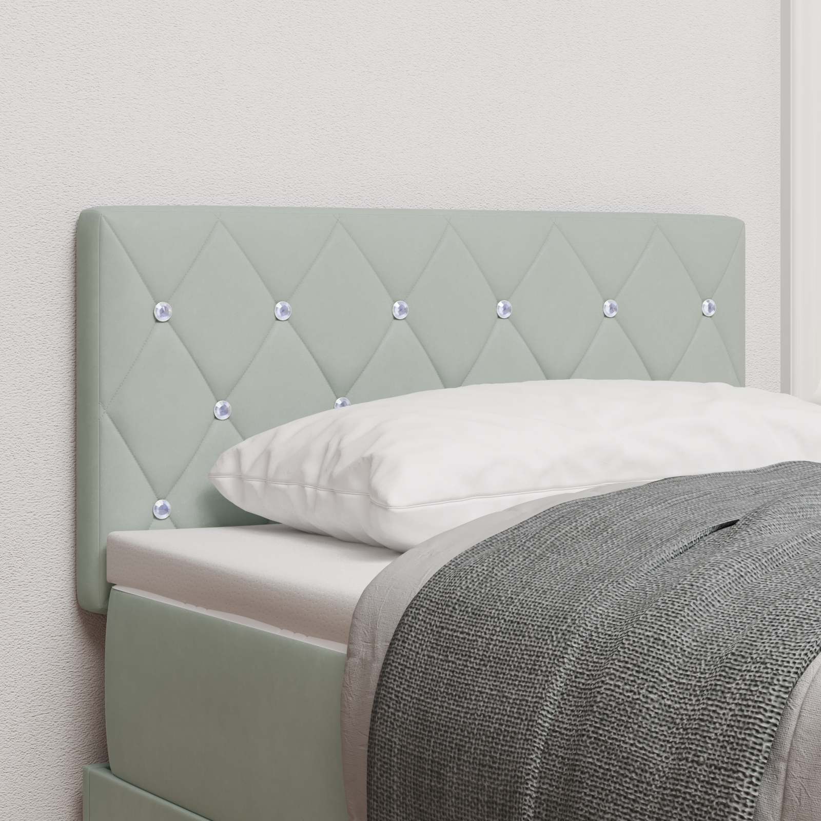 vidaXL Cap de pat LED cu butoane din cristal, tapitat, gri deschis, 80 cm, din catifea vidaXL Cap de pat LED cu butoane din cristal, tapitat, gri deschis, 80 cm, din catifea