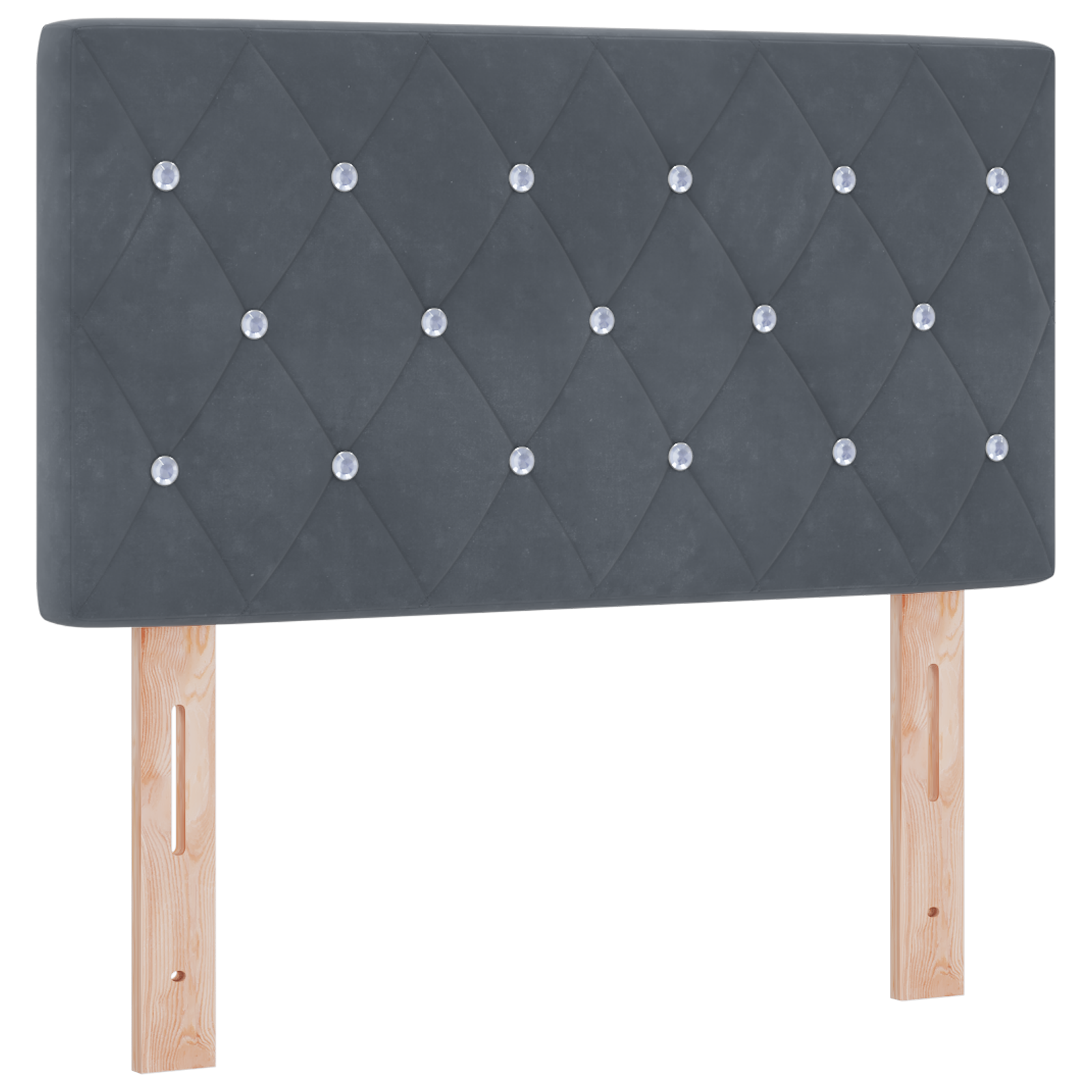 vidaXL Cap de pat LED cu buton cristale, tapițat, gri închis, 80 cm, din velur