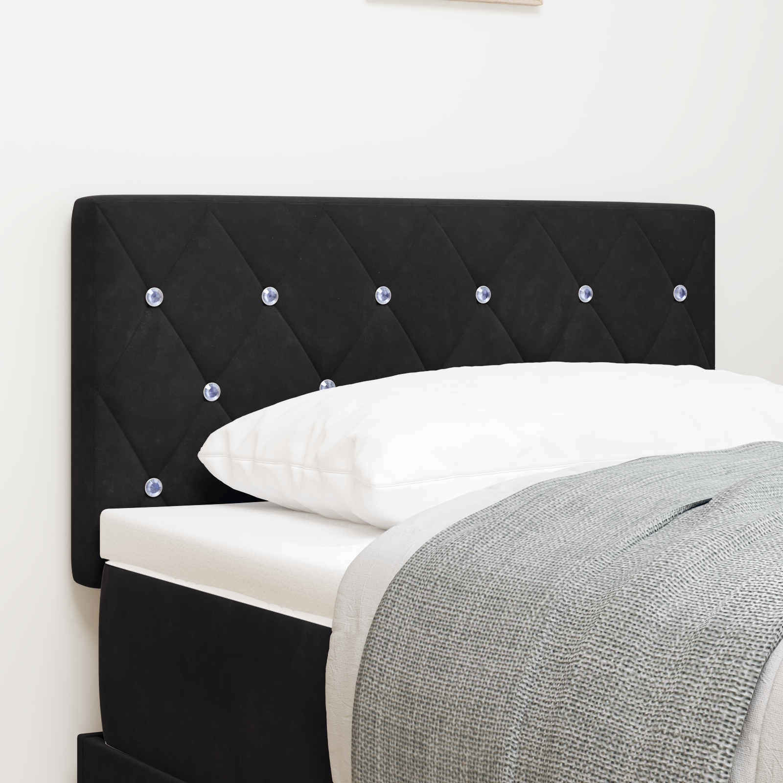 vidaXL Tăblie LED cu lumini cu bandă LED Argyle Negru 80 cm Catifea vidaXL Tăblie LED cu lumini cu bandă LED Argyle Negru 80 cm Catifea