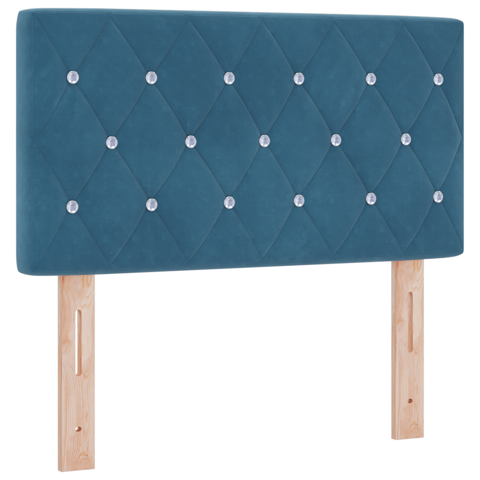 vidaXL Cap de pat LED cu buton de cristal tuftat albastru închis, 80 cm, din catifea