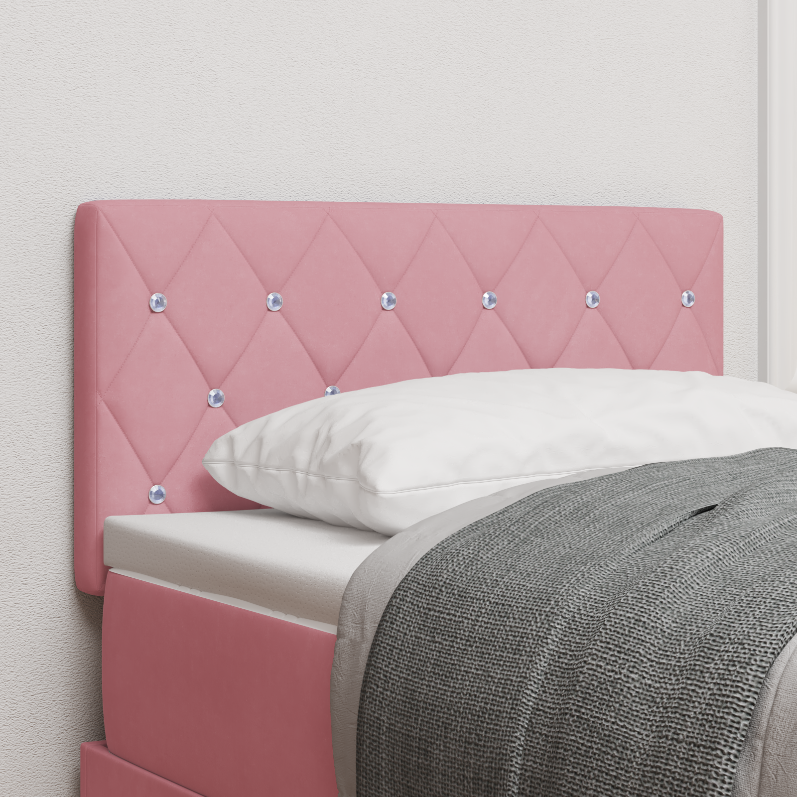 vidaXL Tăblie LED cu lumini cu bandă LED Argyle Roz 80 cm Catifea vidaXL Tăblie LED cu lumini cu bandă LED Argyle Roz 80 cm Catifea