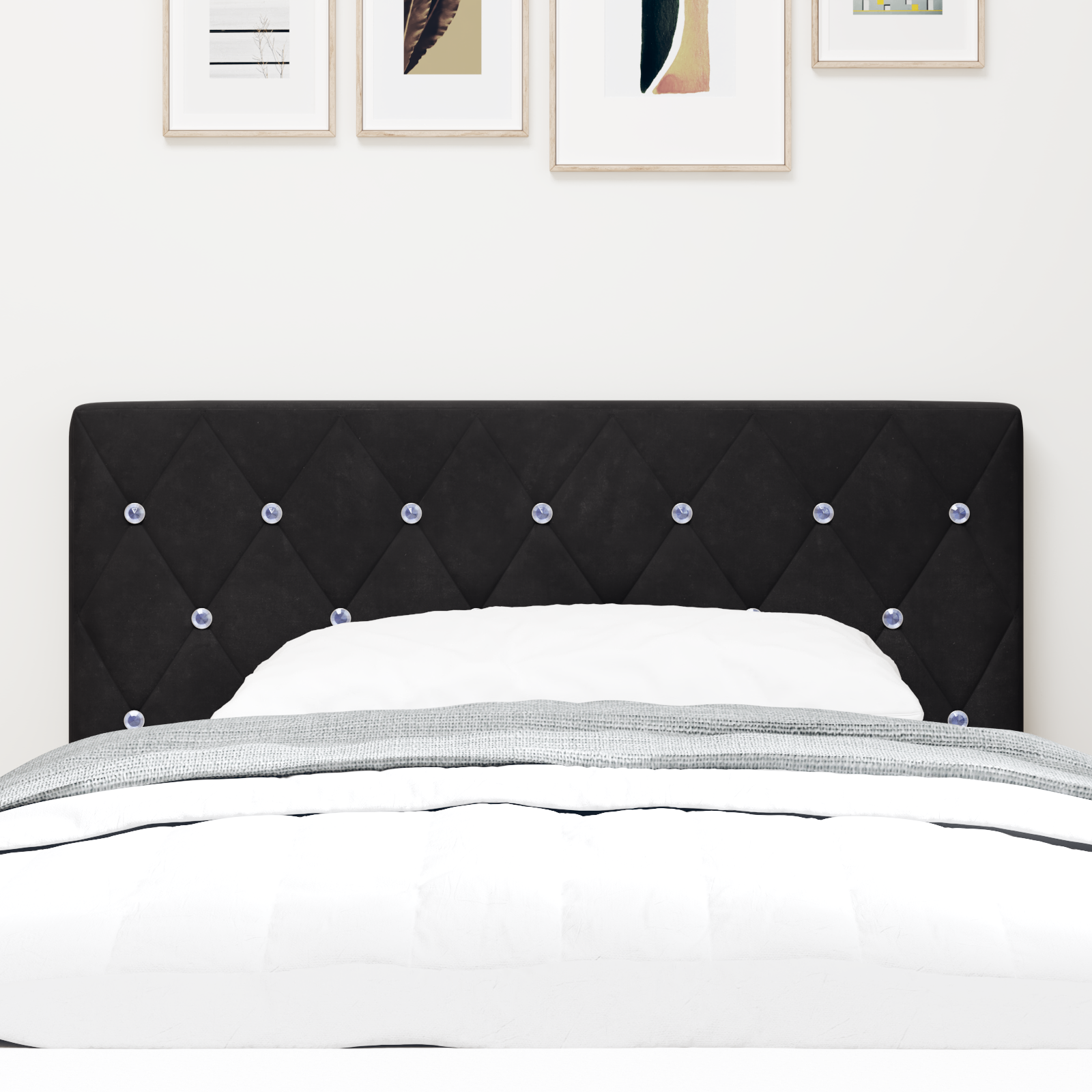 vidaXL Tăblie LED cu lumini cu bandă LED Argyle Negru 90 cm Catifea vidaXL Tăblie LED cu lumini cu bandă LED Argyle Negru 90 cm Catifea