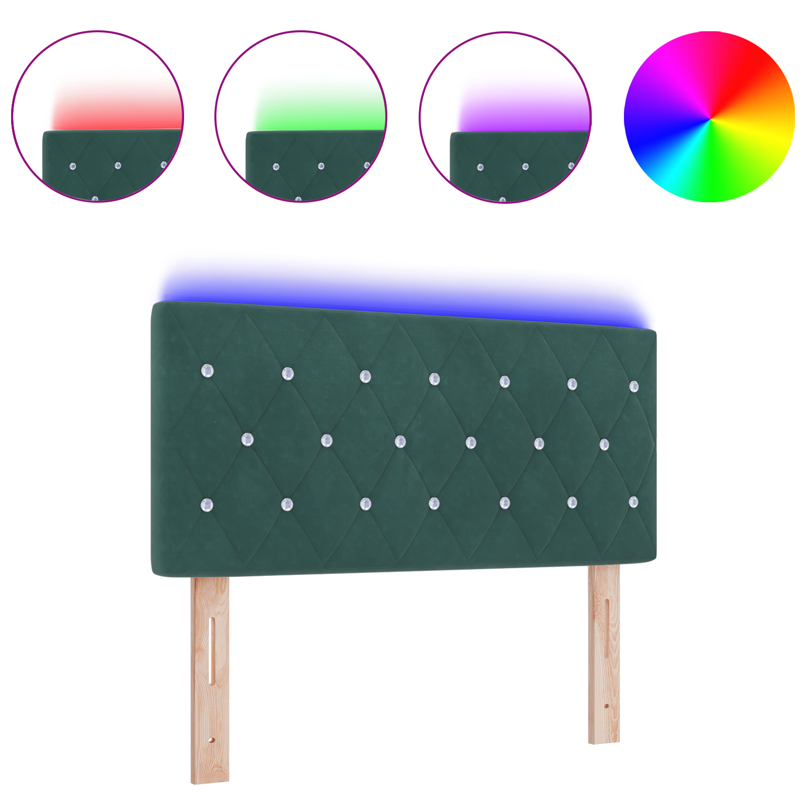 vidaXL Tăblie LED cu lumini cu bandă LED Verde închis 90 cm Catifea