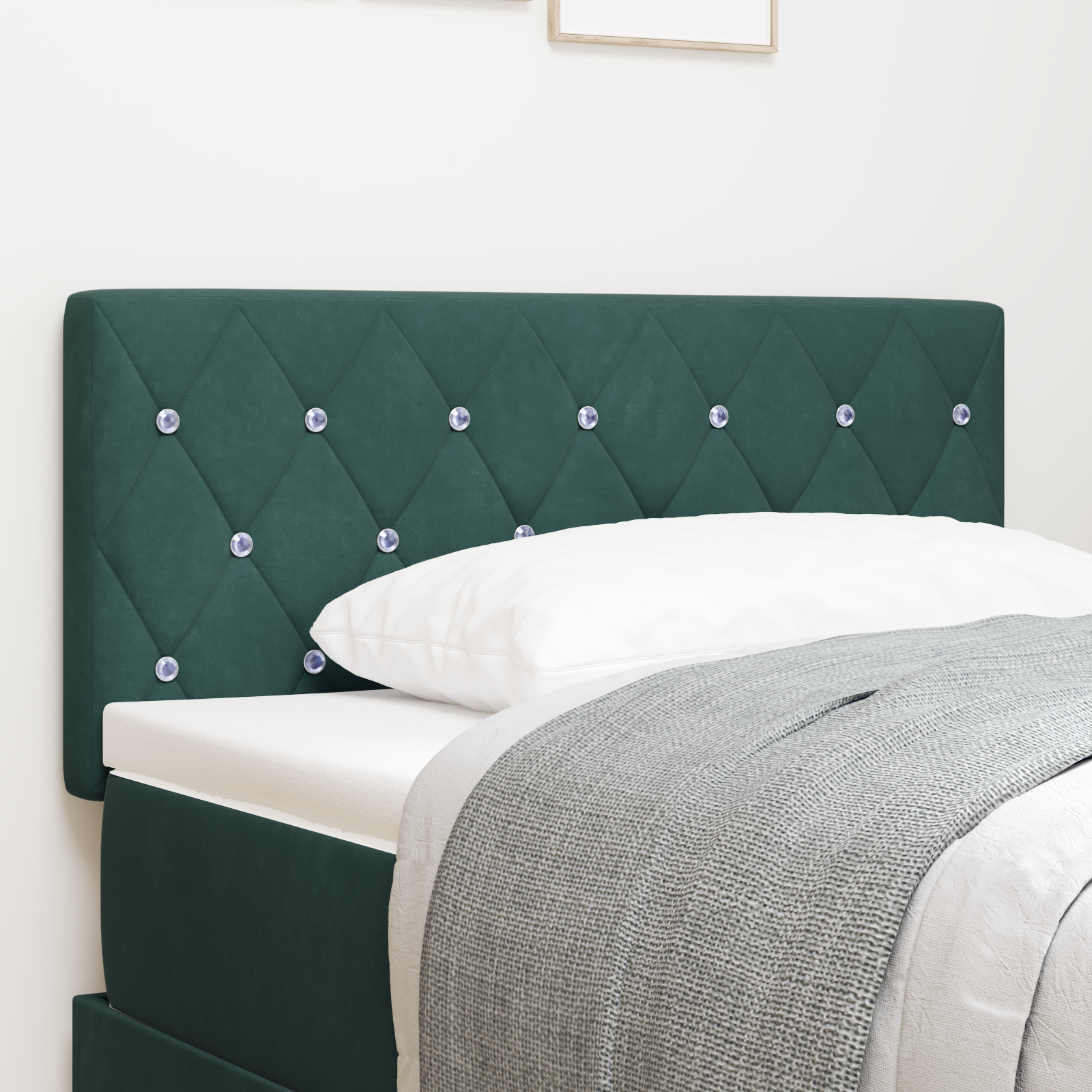 vidaXL Tăblie LED cu lumini cu bandă LED Verde închis 90 cm Catifea