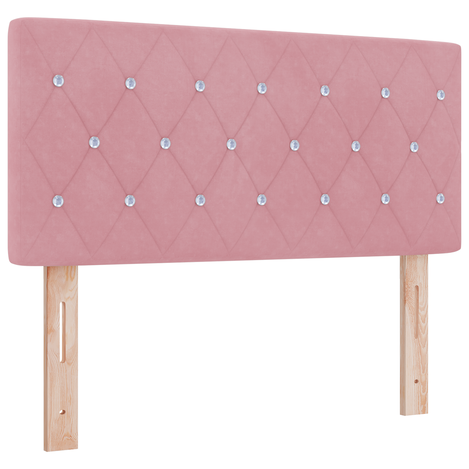 vidaXL <strong></strong> Cabeza de pat LED cu buton de cristal, tapițată, roz, 90 cm