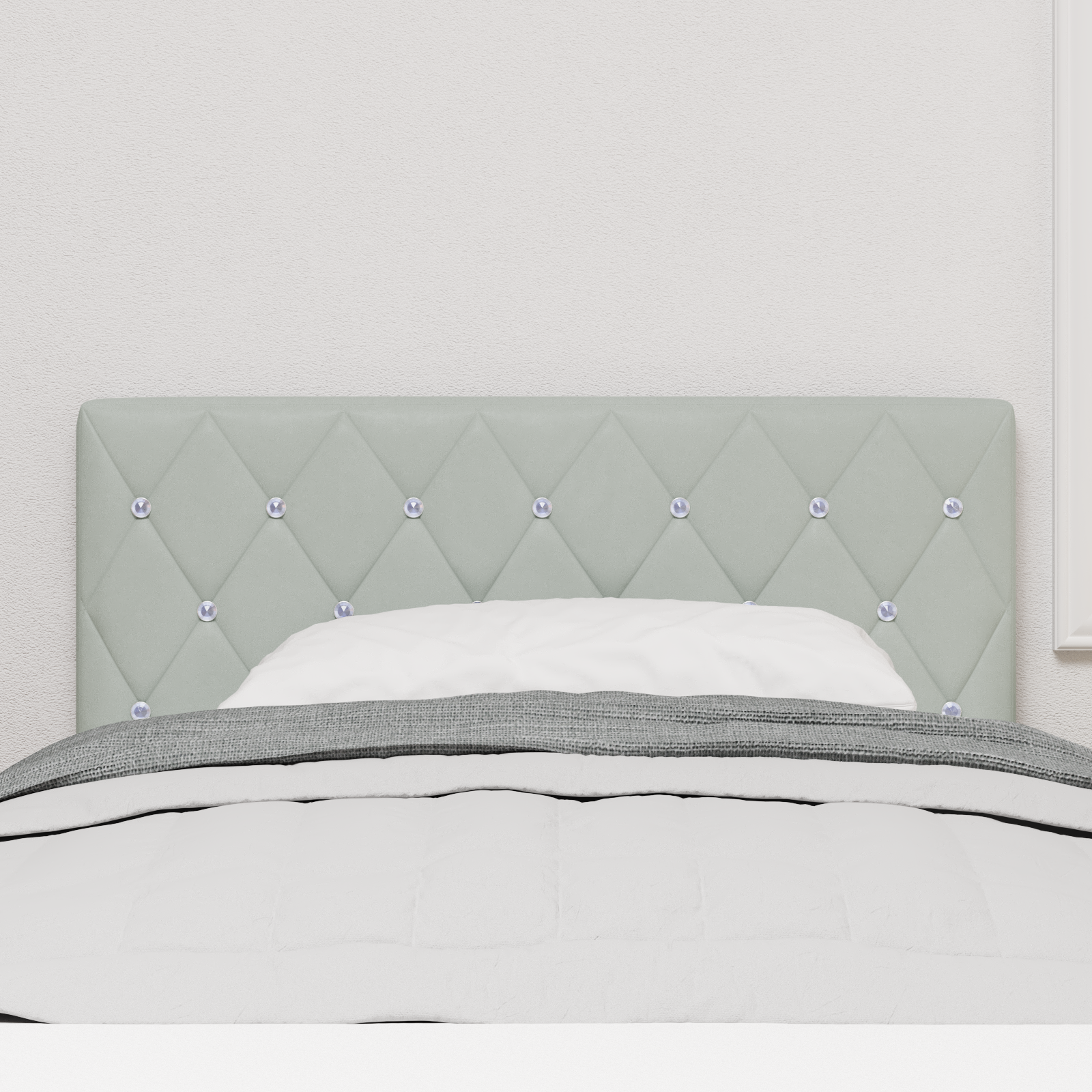 vidaXL Cap de pat LED cu butoane din cristal, căptușit cu velur gri deschis, de 100 cm vidaXL Cap de pat LED cu butoane din cristal, căptușit cu velur gri deschis, de 100 cm