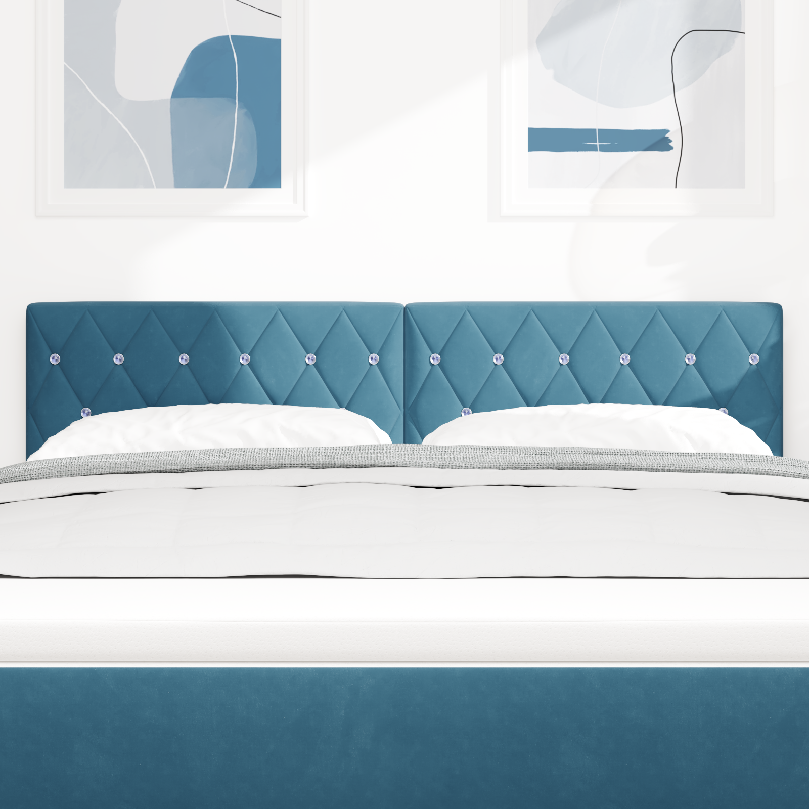 vidaXL Tăblie LED Argyle cu headboard Albastru închis 144 cm Catifea vidaXL Tăblie LED Argyle cu headboard Albastru închis 144 cm Catifea