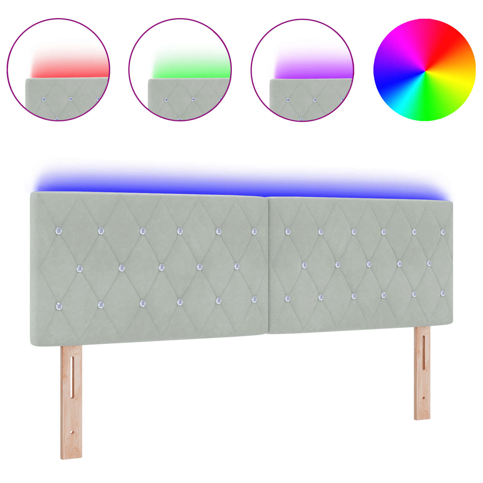 vidaXL Tăblie LED cu lumini cu bandă LED Gri deschis 80 cm Catifea