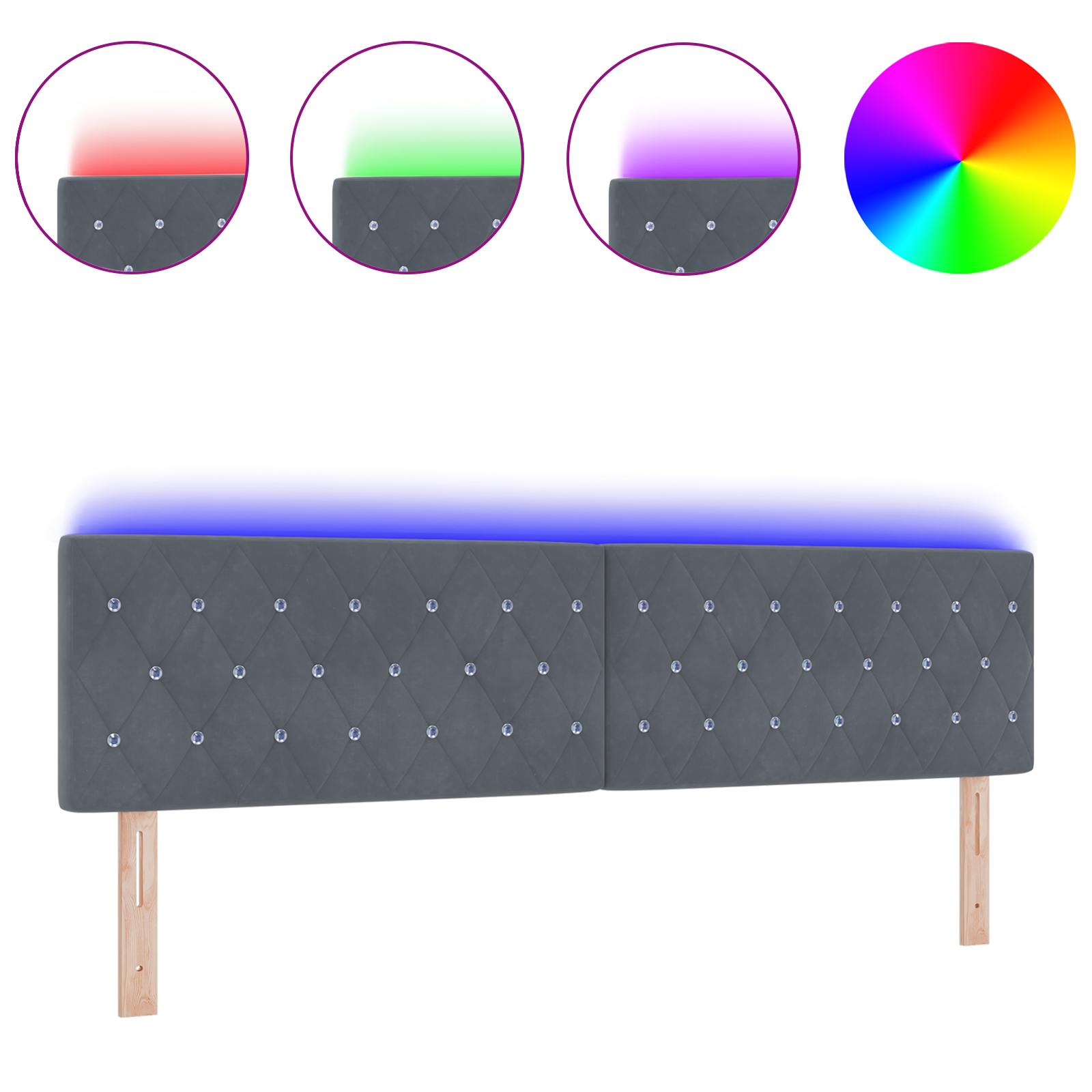vidaXL Tăblie LED cu lumini cu bandă LED Gri închis 90 cm Catifea