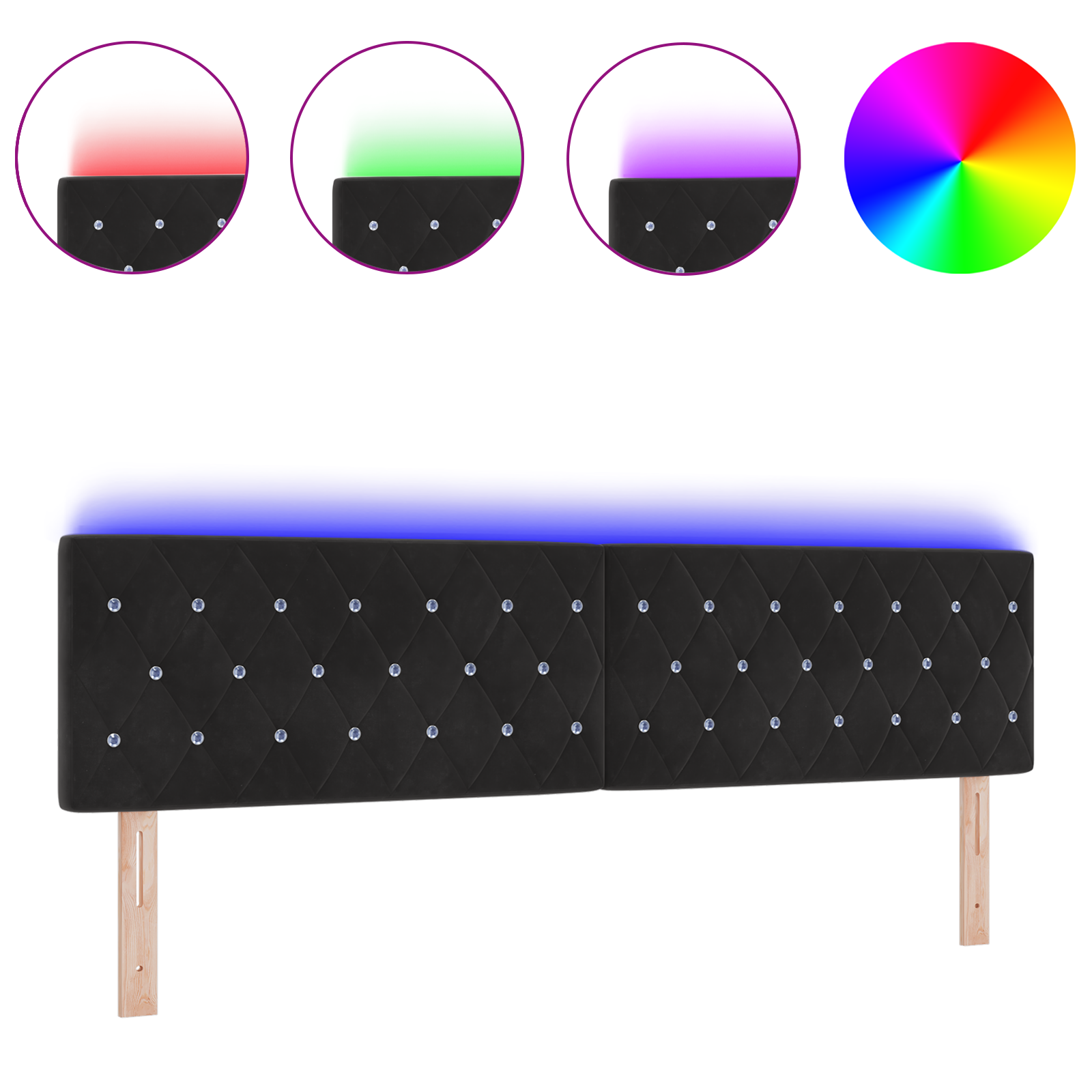 vidaXL Cap de pat LED , cu buton de cristal, negru, 90 cm, din catifea vidaXL Cap de pat LED , cu buton de cristal, negru, 90 cm, din catifea