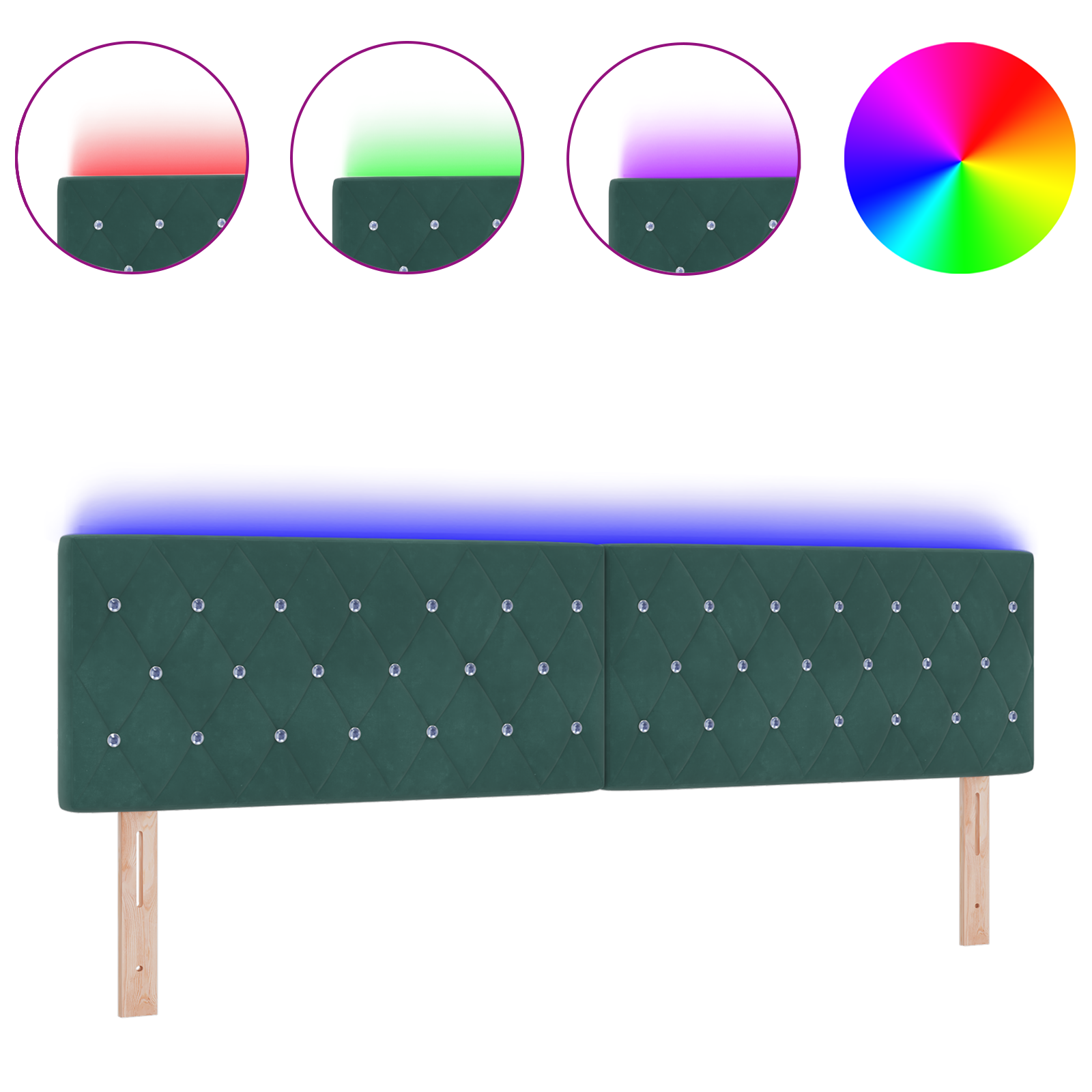 vidaXL Cap de pat LED cu buton, din cristal ștanțat, verde închis, 90 cm, catifea. vidaXL Cap de pat LED cu buton, din cristal ștanțat, verde închis, 90 cm, catifea.