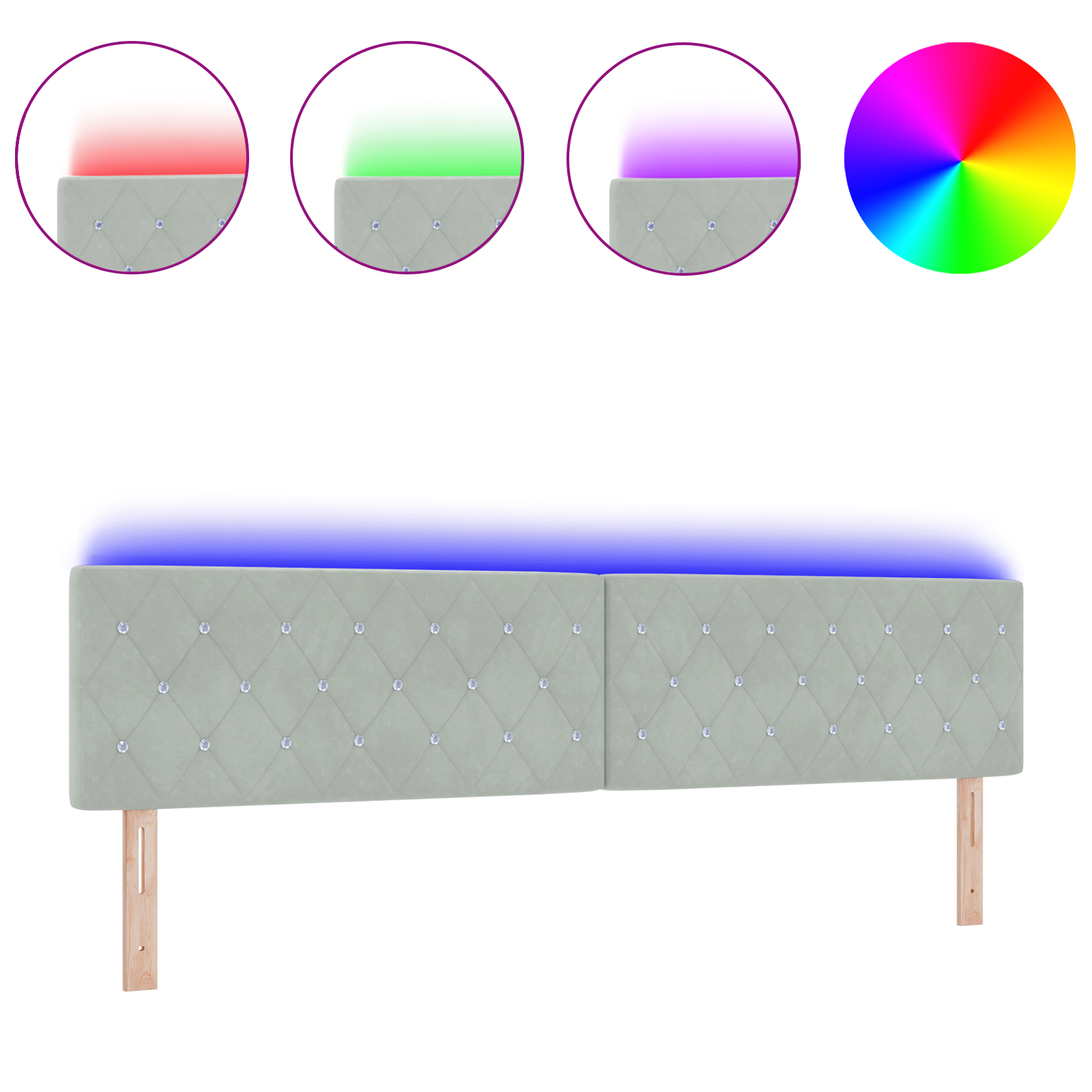 vidaXL Tăblie LED cu lumini cu bandă LED Gri deschis 100 cm Catifea