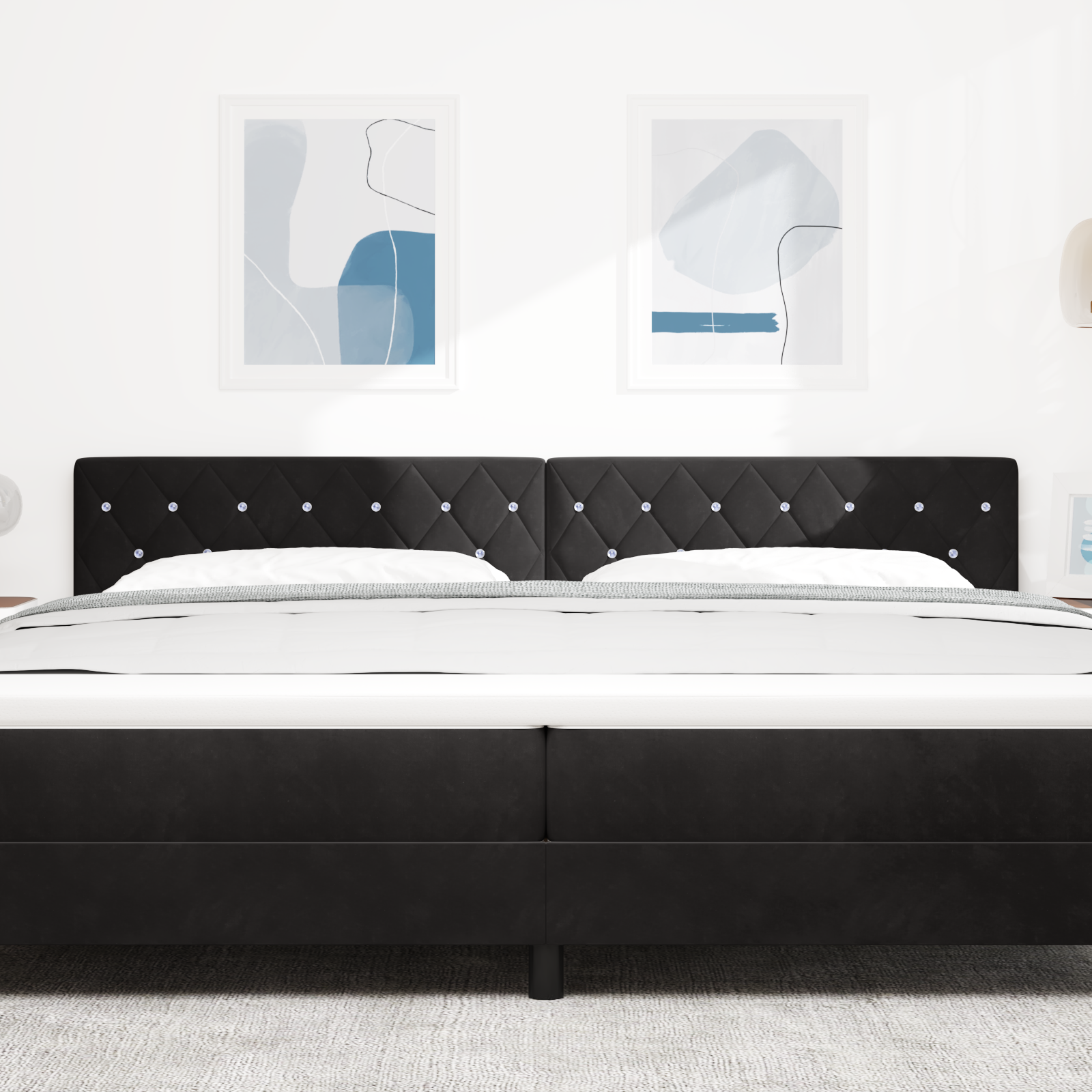 vidaXL Tăblie LED cu lumini cu bandă LED Argyle Negru 100 cm Catifea vidaXL Tăblie LED cu lumini cu bandă LED Argyle Negru 100 cm Catifea