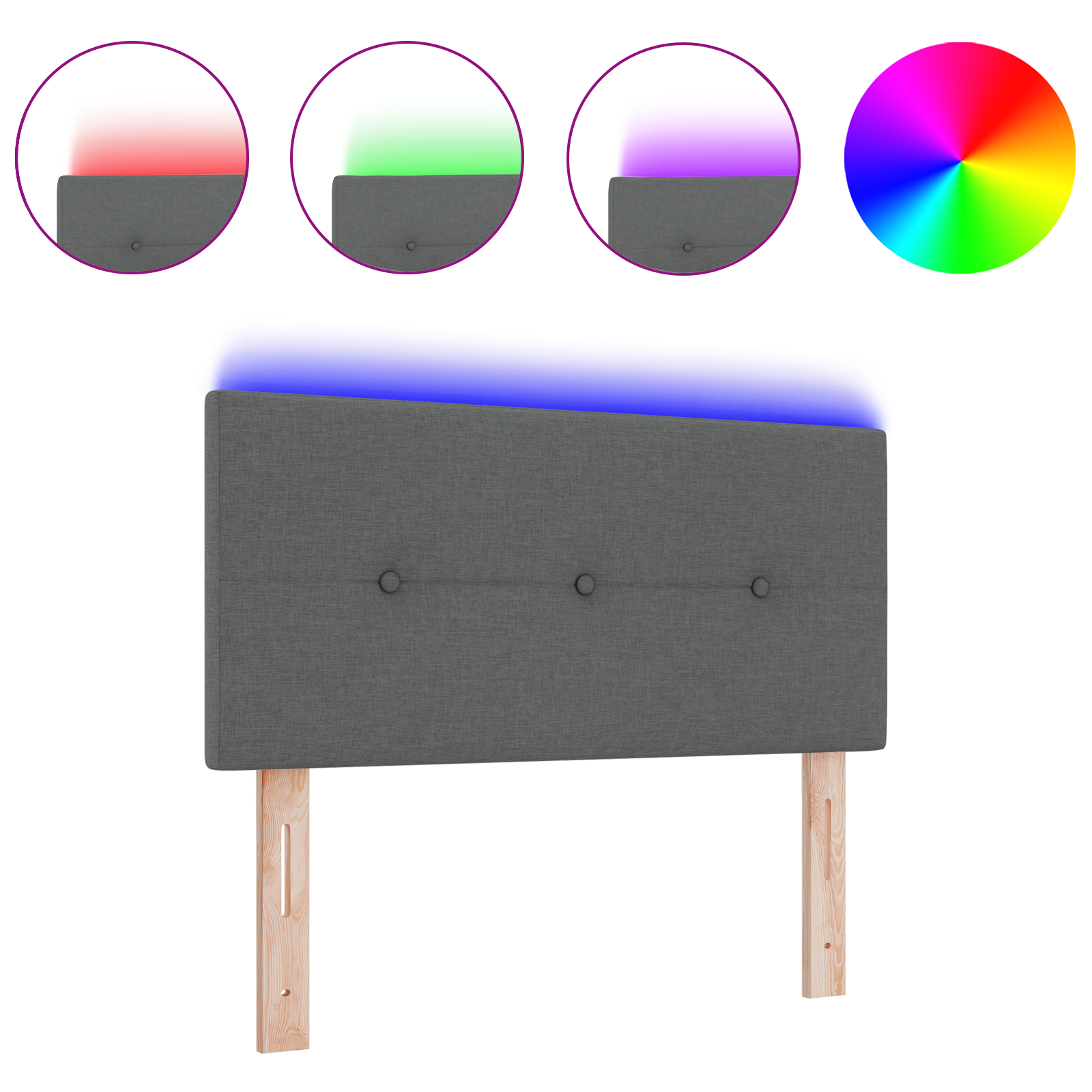 vidaXL Cap de pat LED gri închis cu butoane, tapițat, 80 cm vidaXL Cap de pat LED gri închis cu butoane, tapițat, 80 cm