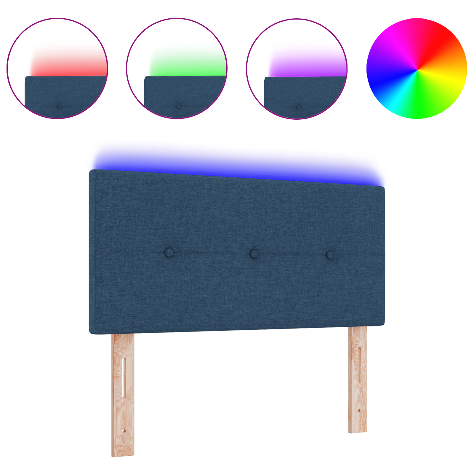 vidaXL Cap de pat LED cu buton, cusut cu un button albastru, 80 cm, țesătură vidaXL Cap de pat LED cu buton, cusut cu un button albastru, 80 cm, țesătură