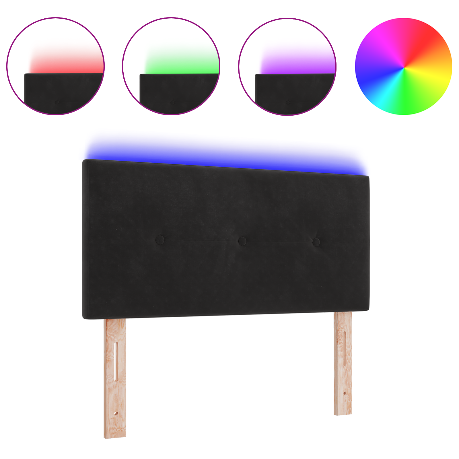 vidaXL Cap de pat LED cu butoane, capitonat, negru, 80 cm, catifea vidaXL Cap de pat LED cu butoane, capitonat, negru, 80 cm, catifea