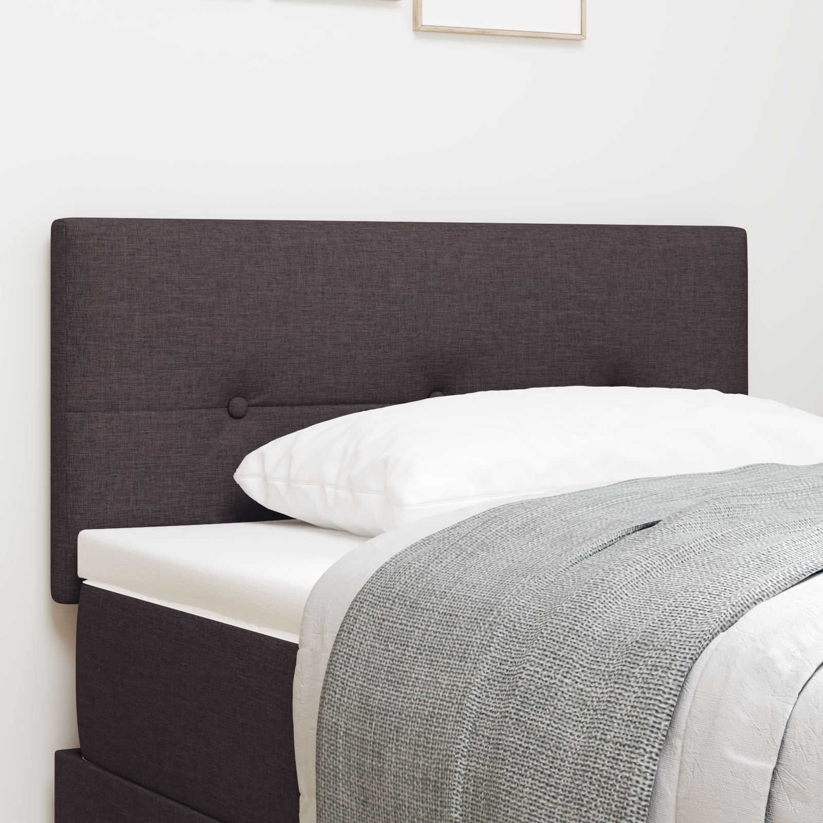 vidaXL Cap de pat LED tapițat cu buton, închis la culoare, de 90 cm, țesătură vidaXL Cap de pat LED tapițat cu buton, închis la culoare, de 90 cm, țesătură