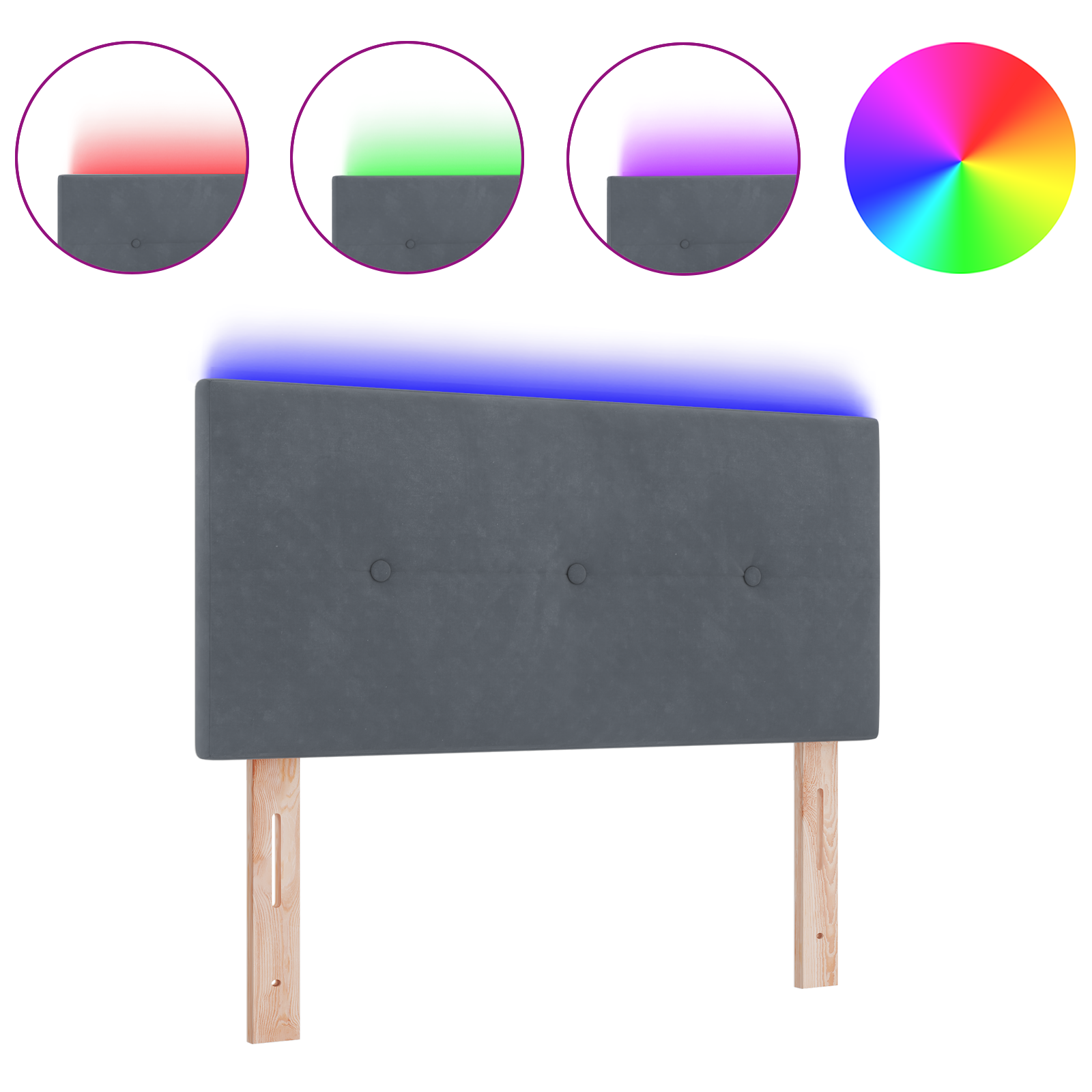vidaXL Tăblie cap cu lumini cu bandă LED Ajustabil Gri 100 cm Catifea vidaXL Tăblie cap cu lumini cu bandă LED Ajustabil Gri 100 cm Catifea
