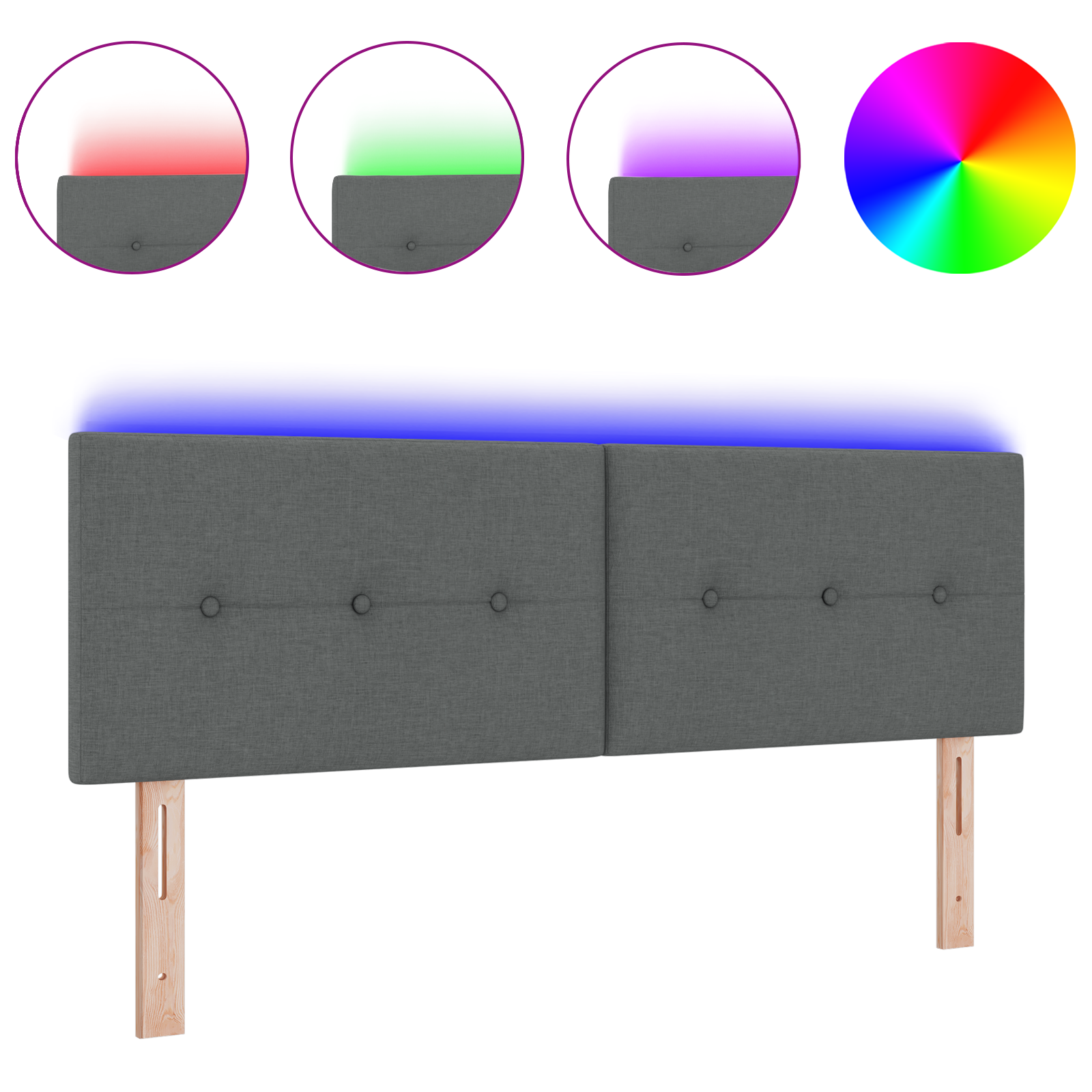 vidaXL Cap de pat cu LED și butoane, gri închis, 72 cm, din țesătură