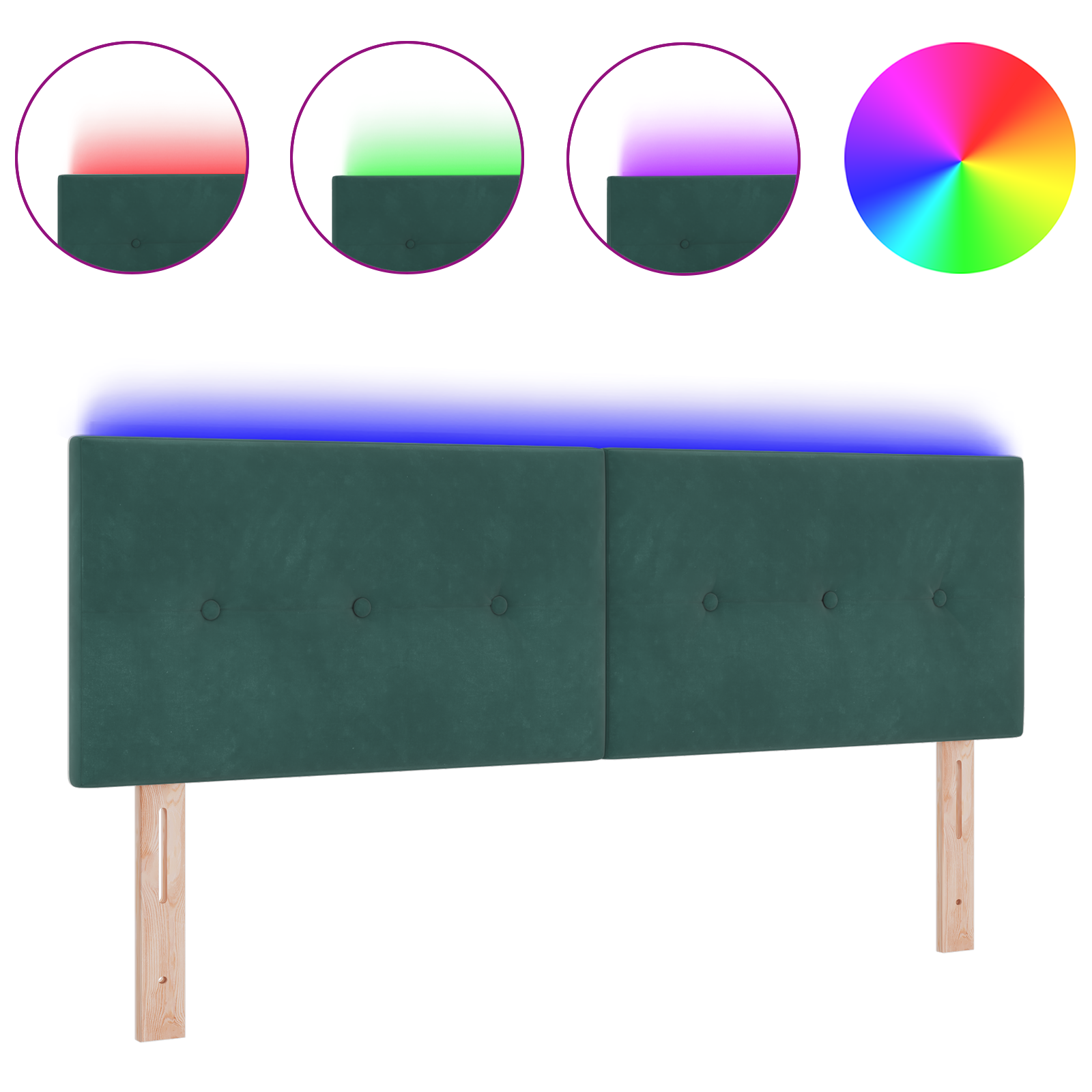 vidaXL Cap de pat LED tapițat cu butoane verde închis 72 cm catifea vidaXL Cap de pat LED tapițat cu butoane verde închis 72 cm catifea
