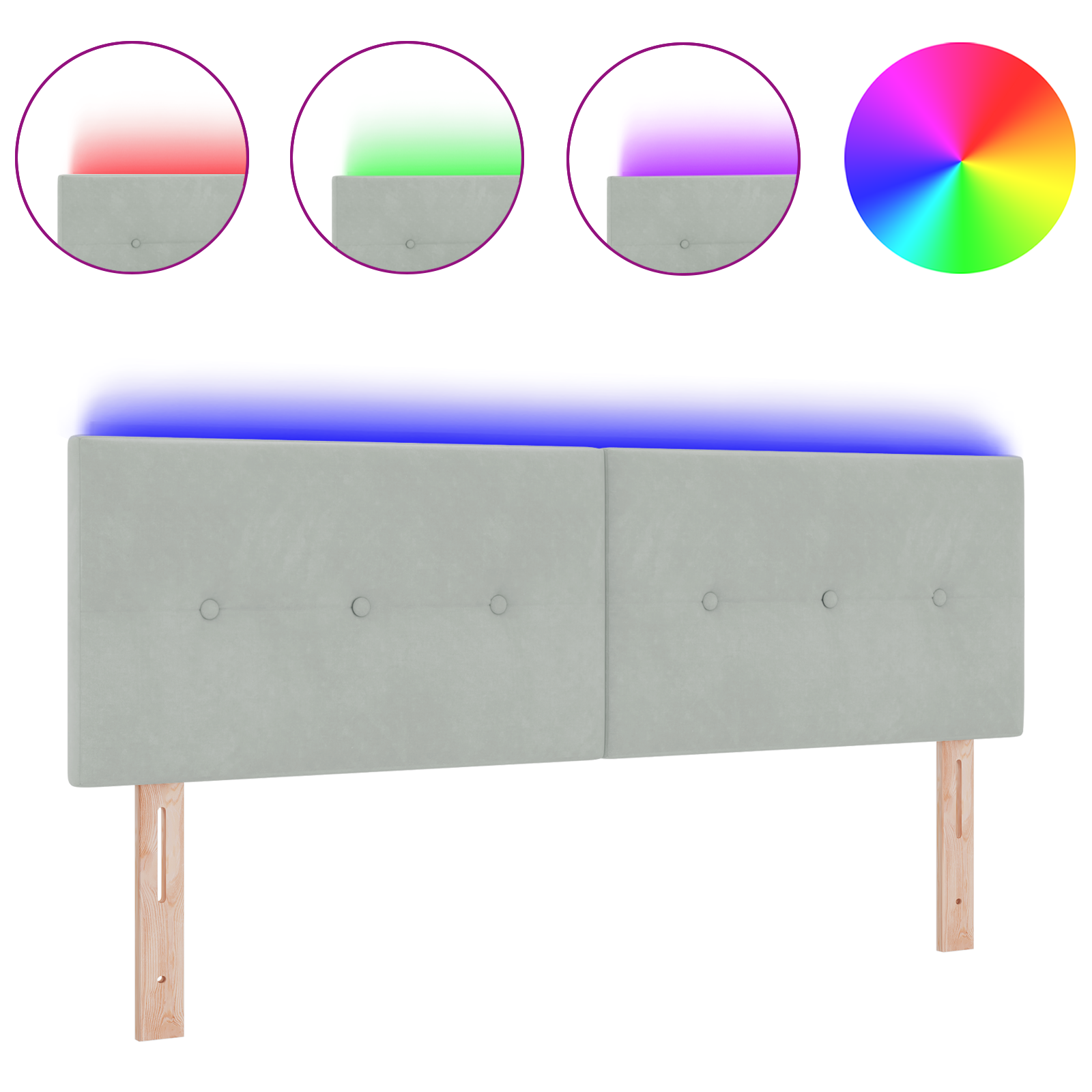 vidaXL Tăblie cap cu lumini cu bandă LED Gri deschis 80 cm Catifea