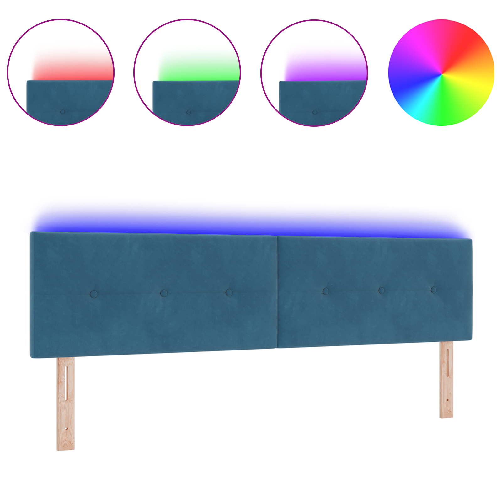 vidaXL Tăblie cap cu lumini cu bandă LED albastru 90 cm Catifea