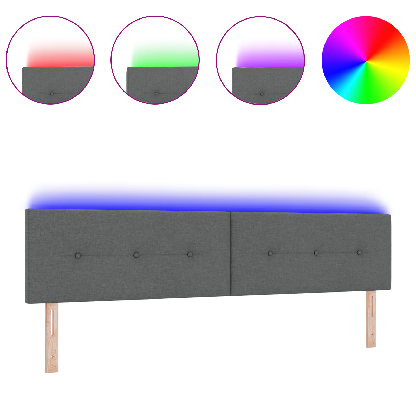 vidaXL Cap de pat LED gri închis cu butoane, 100 cm, din material textil. vidaXL Cap de pat LED gri închis cu butoane, 100 cm, din material textil.