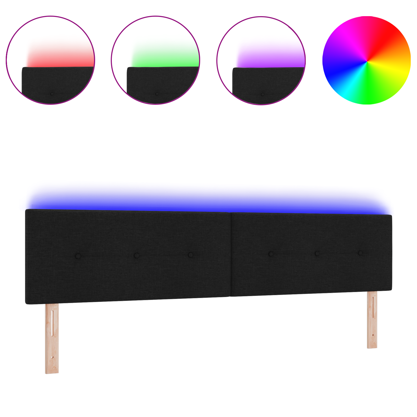 vidaXL Capitonat LED de pat cu butoane negre, 100 cm, țesătură .