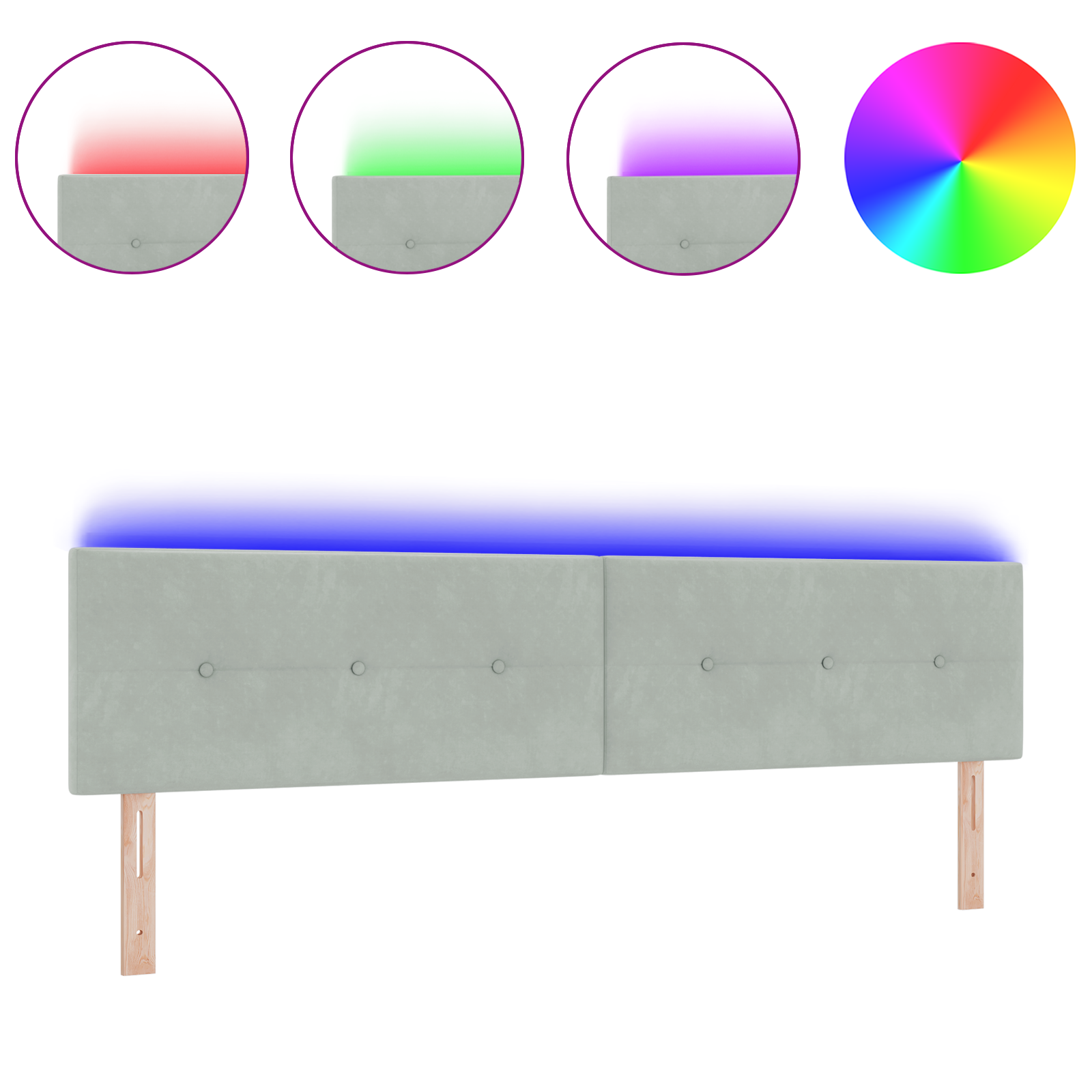 vidaXL Cap de pat LED cu buton, catifea gri deschis, 100 cm vidaXL Cap de pat LED cu buton, catifea gri deschis, 100 cm