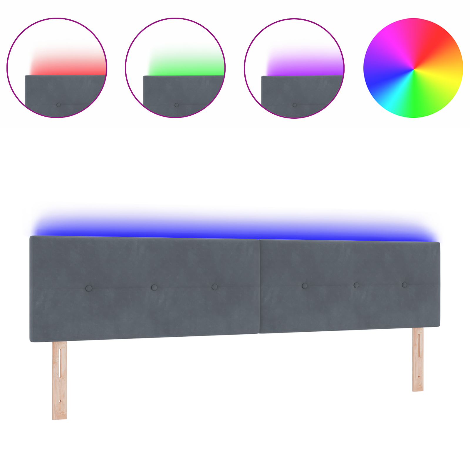 vidaXL Capitonat cu LED Gri închis 100 cm Catifea