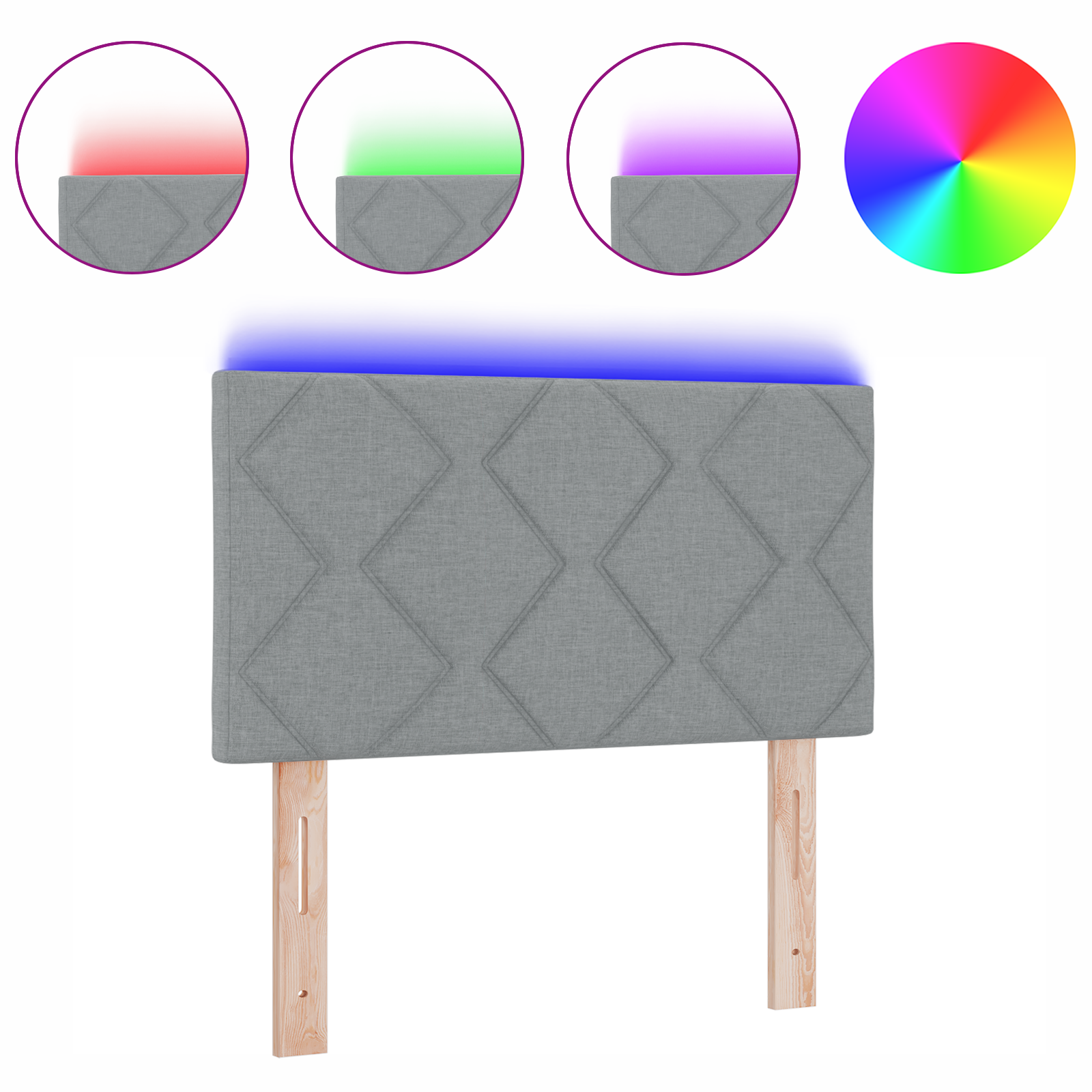 Tablă LED vidaXL cu Design Blocuri de Diamant Gri Deschis 80 cm Țesătură