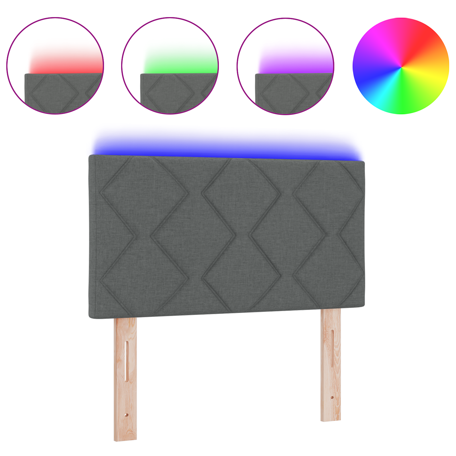 Cap de Pat LED vidaXL cu design de blocuri de diamant gri închis 80 cm țesătură Cap de Pat LED vidaXL cu design de blocuri de diamant gri închis 80 cm țesătură