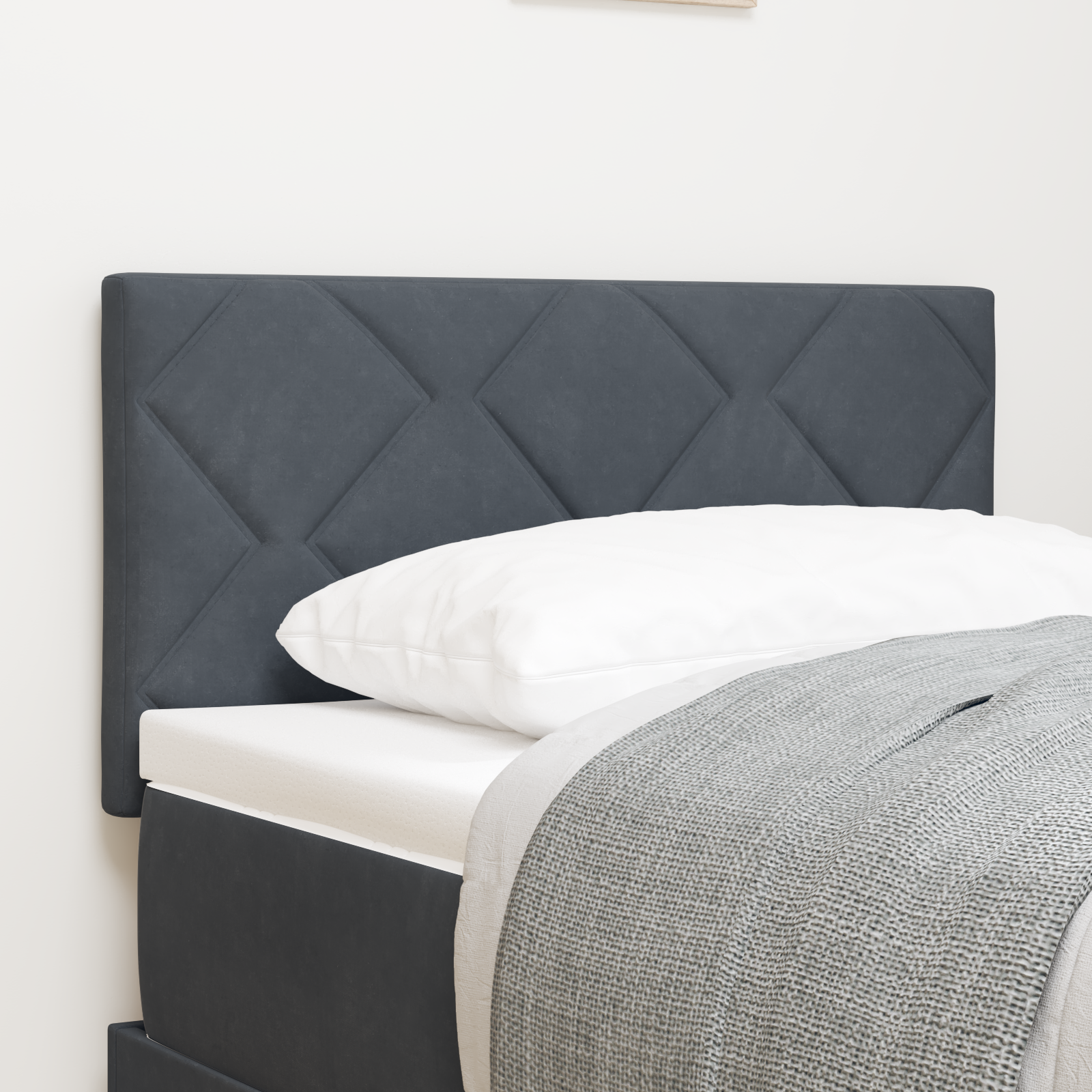 vidaXL Tête de lit LED, design blocuri de diamant, gri închis, 80 cm, velur vidaXL Tête de lit LED, design blocuri de diamant, gri închis, 80 cm, velur