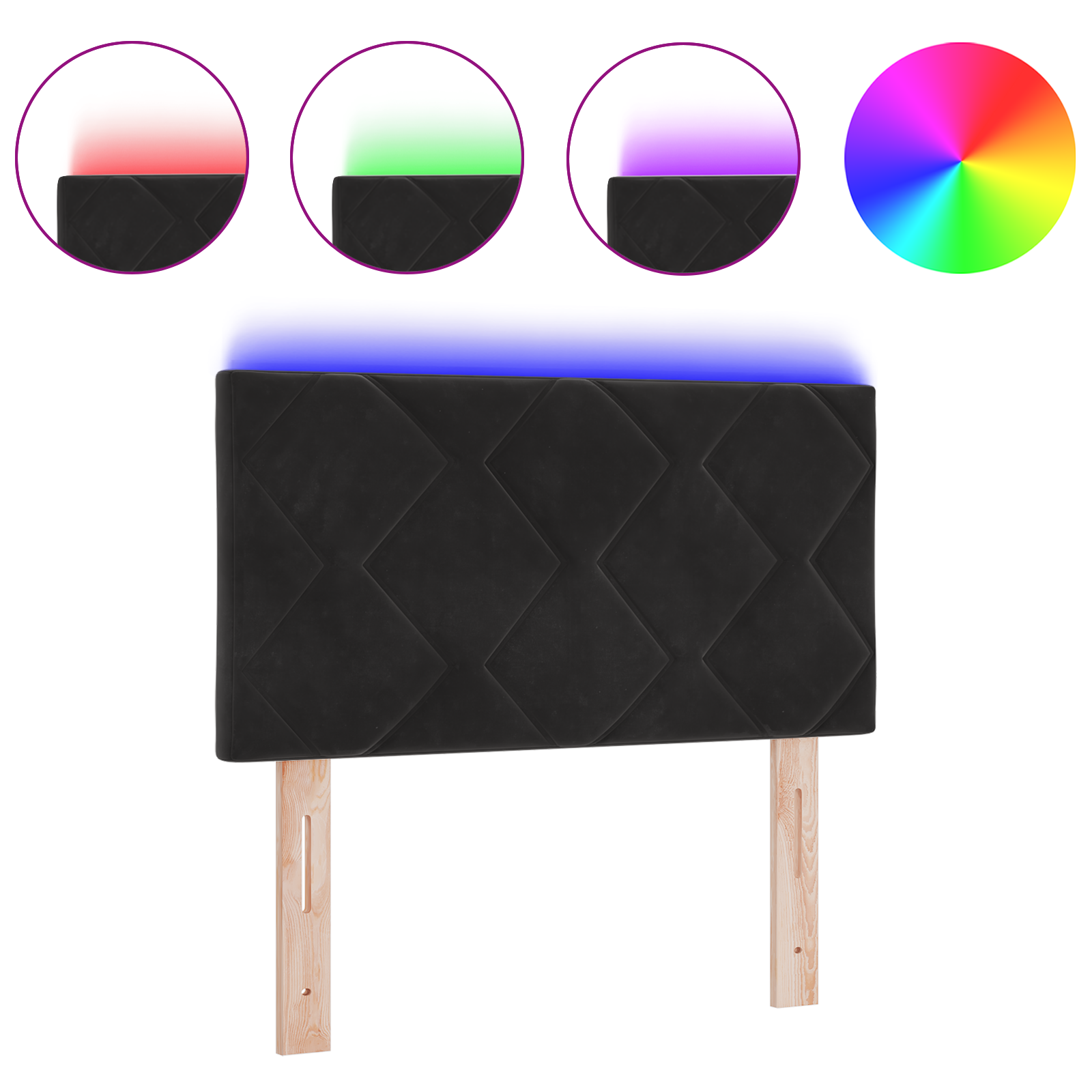 vidaXL Cap de Pat LED design blocuri de diamant negru 80 cm vidaXL Cap de Pat LED design blocuri de diamant negru 80 cm