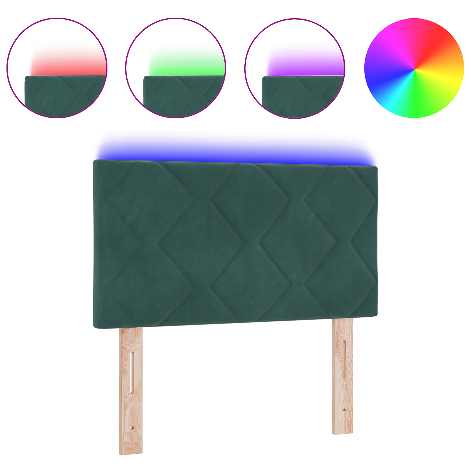 vidaXL Tăblie LED cu lumini cu bandă LED Verde închis 80 cm Catifea