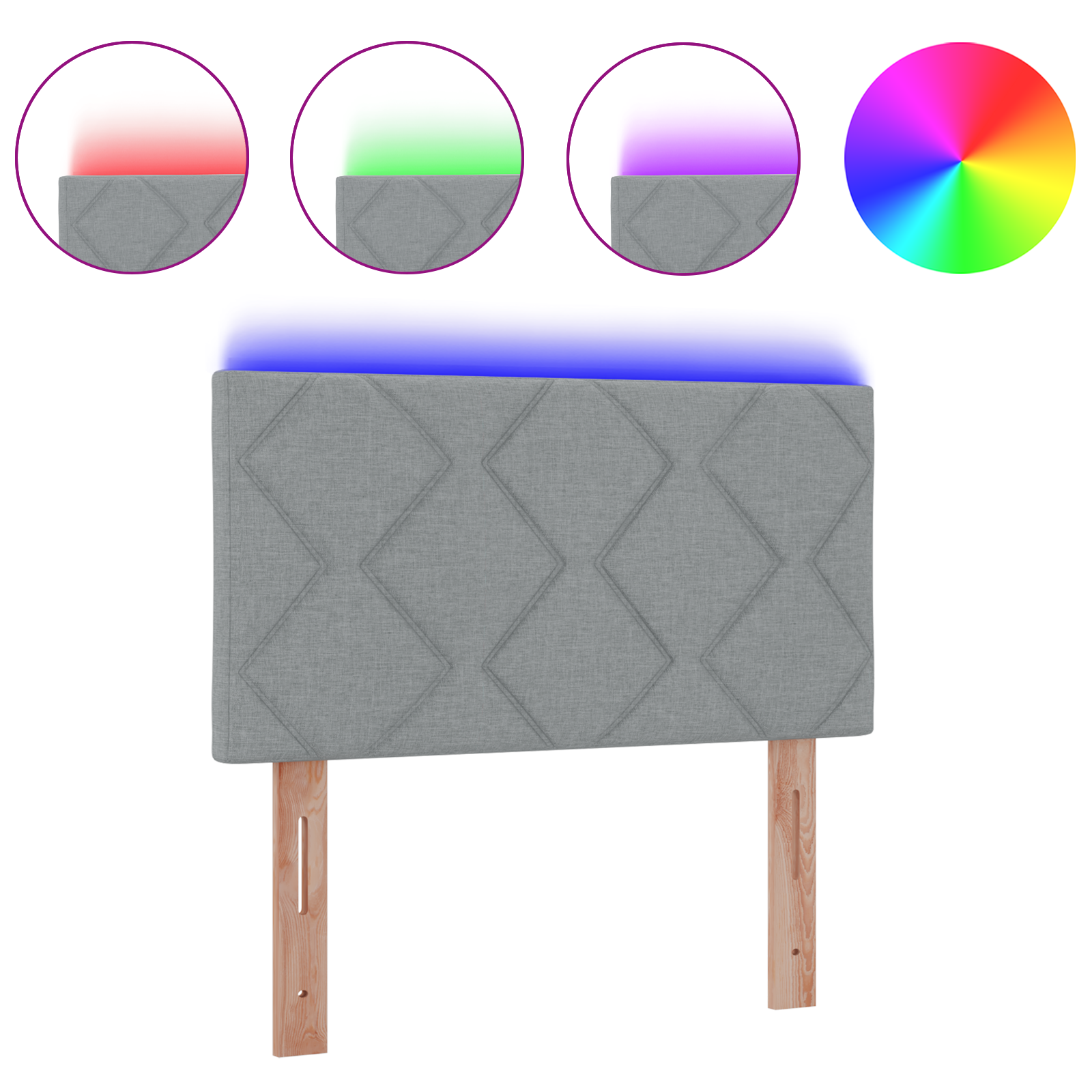 Cap de Pat LED vidaXL Design Blocuri de diamant Gri deschis 90 cm Țesătură Cap de Pat LED vidaXL Design Blocuri de diamant Gri deschis 90 cm Țesătură