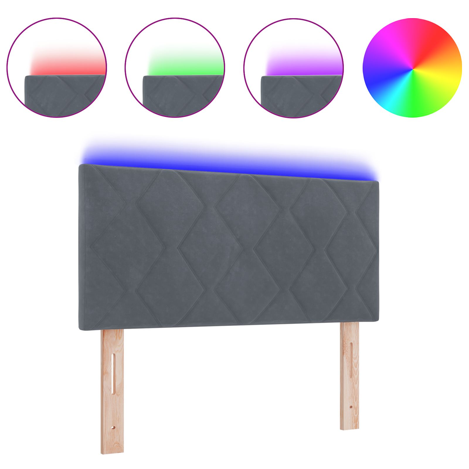vidaXL <strong>Cap de Pat LED cu Blocuri de Diamant</strong> în gri închis, de 90 cm, din catifea. vidaXL <strong>Cap de Pat LED cu Blocuri de Diamant</strong> în gri închis, de 90 cm, din catifea.