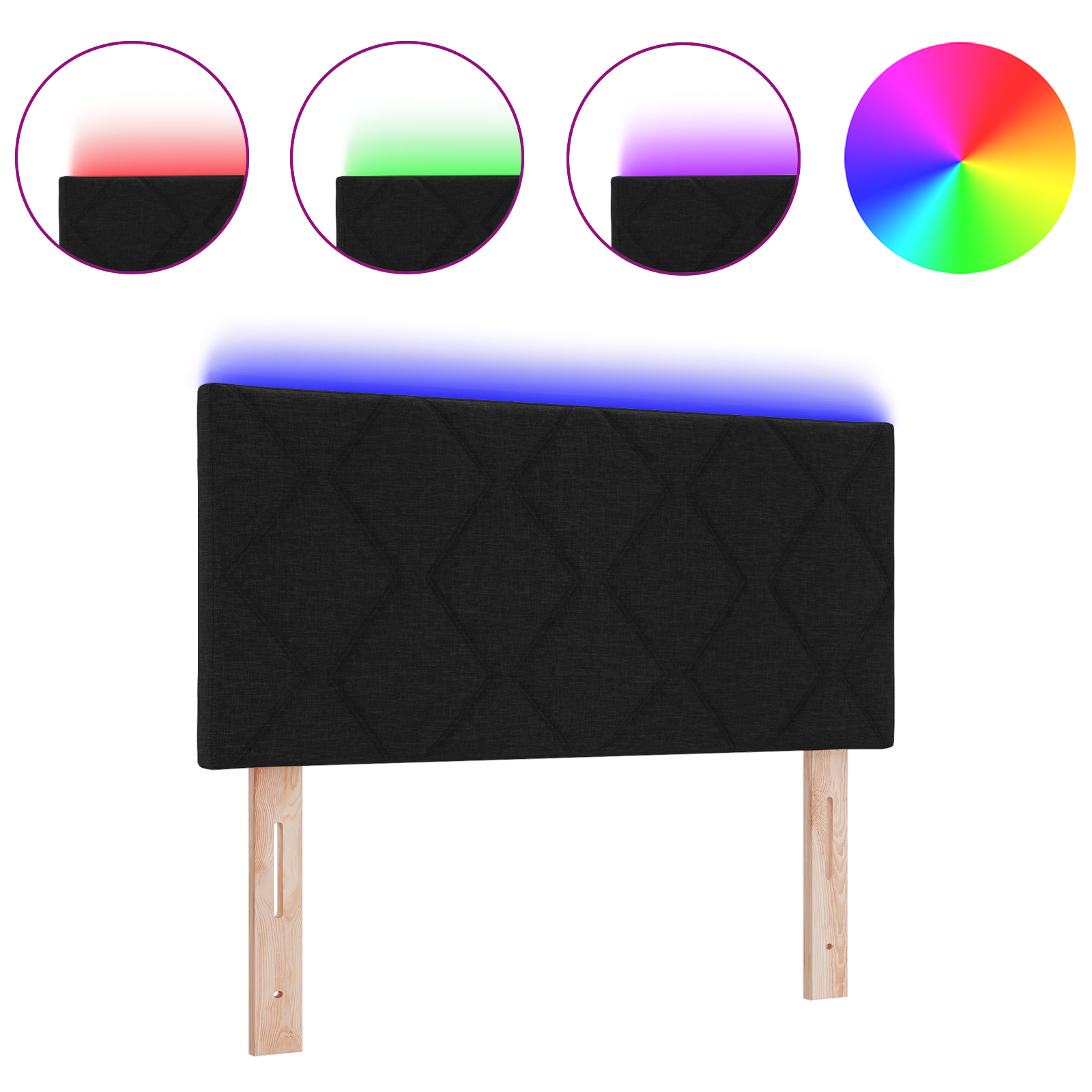 vidaXL Tăblie cap cu lumini cu bandă LED Negru 100 cm țesătură