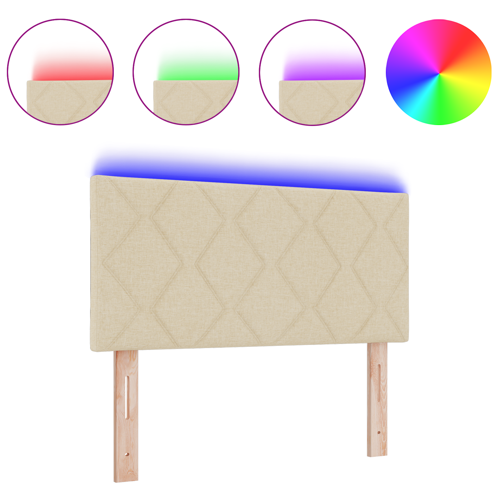 vidaXL Cap de pat LED design blocuri de diamant crem 100 cm tapițat vidaXL Cap de pat LED design blocuri de diamant crem 100 cm tapițat