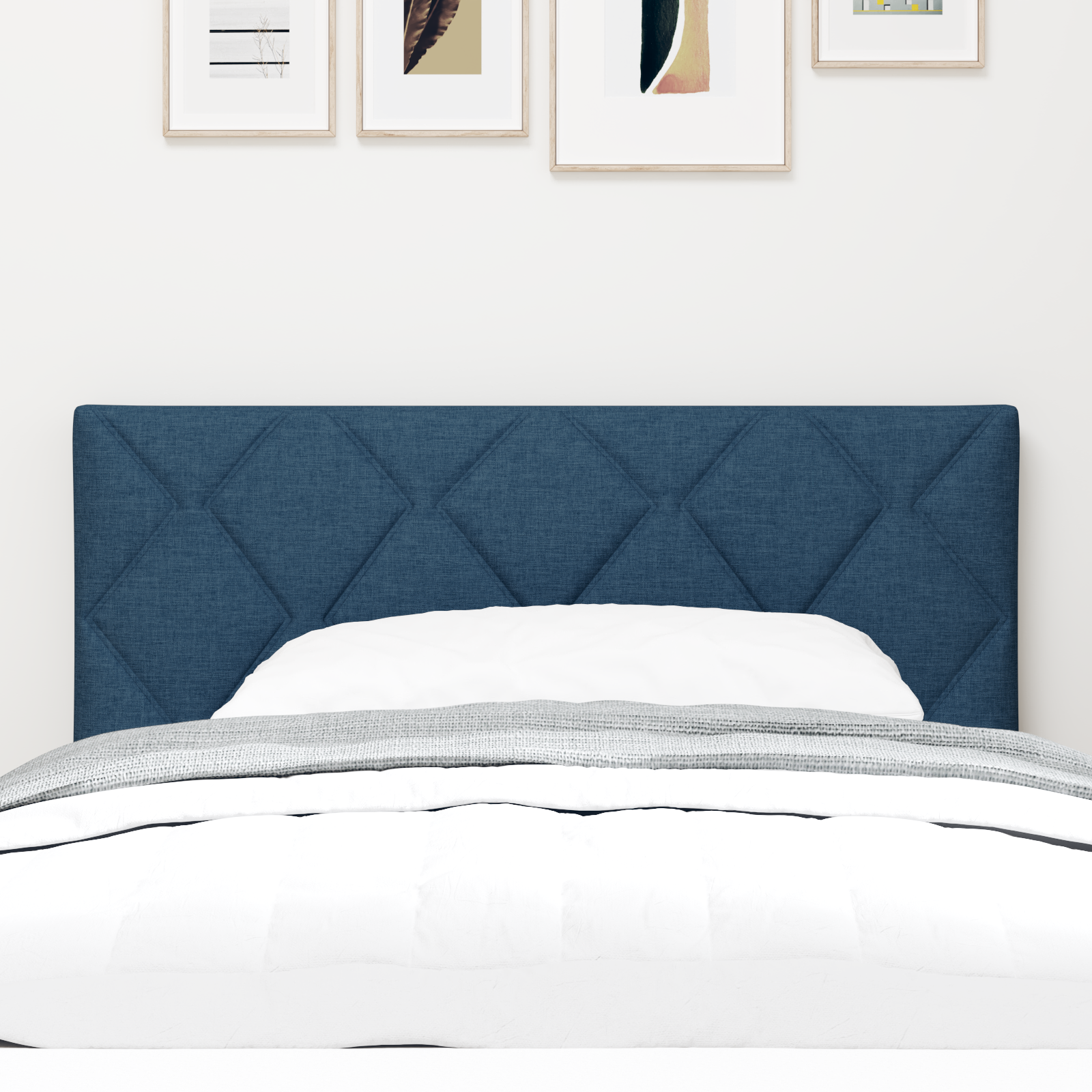 Cap headboard LED albastru cu design de blocuri de diamant, 100 cm din material textil Cap headboard LED albastru cu design de blocuri de diamant, 100 cm din material textil