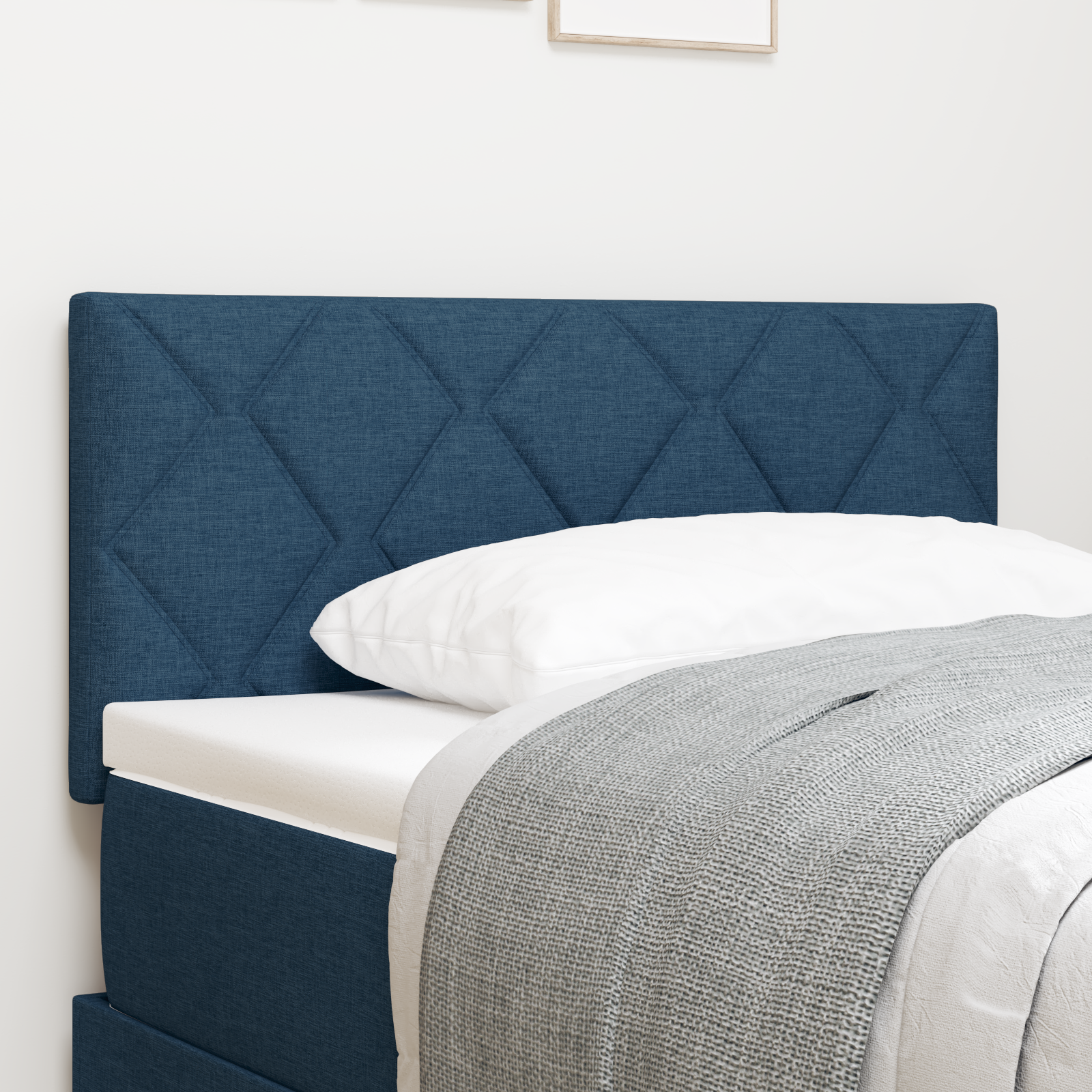 Cap headboard LED albastru cu design de blocuri de diamant, 100 cm din material textil Cap headboard LED albastru cu design de blocuri de diamant, 100 cm din material textil
