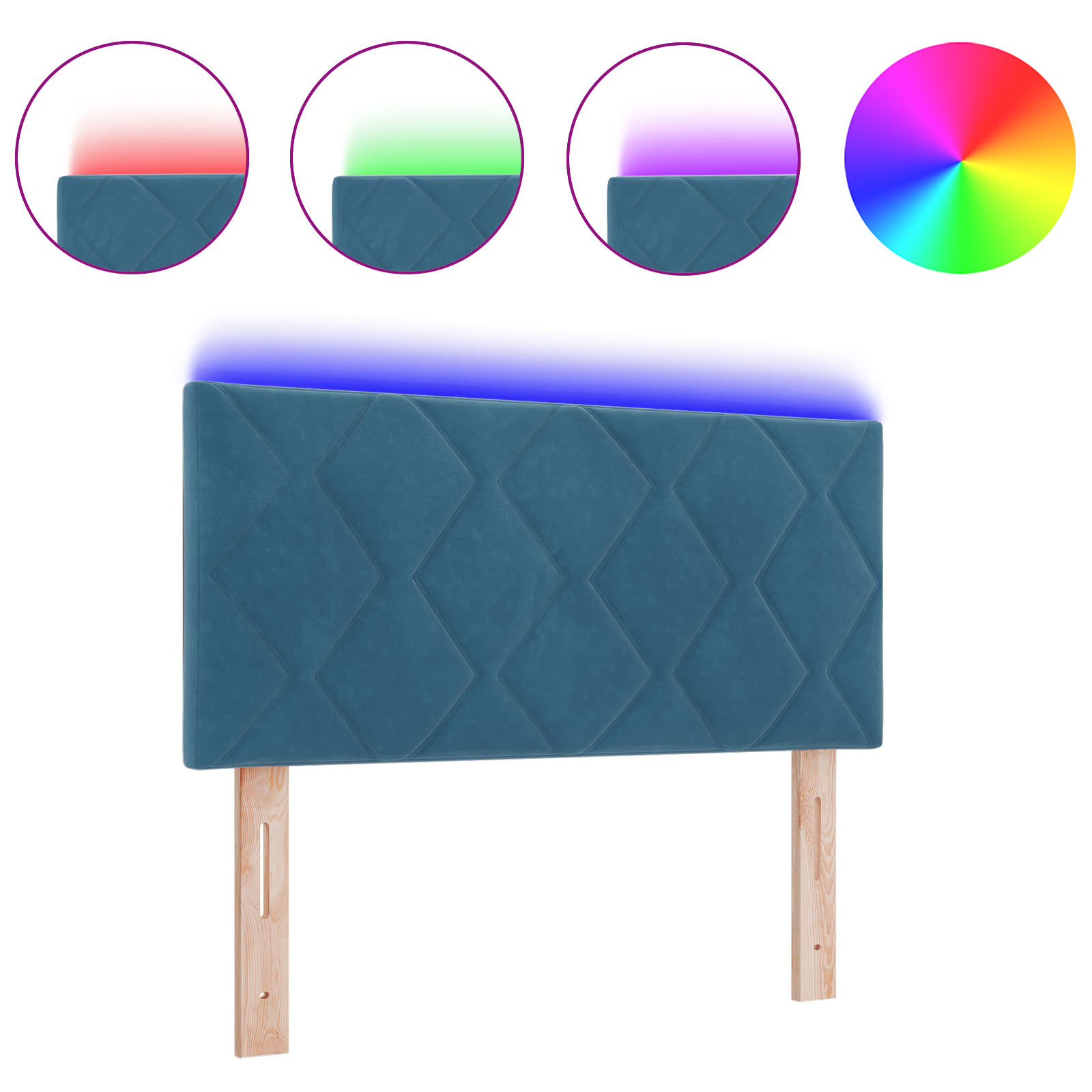 vidaXL Cap de Pat LED cu Design Diamond, Albastru Întunecat, 100 cm, din Catifea vidaXL Cap de Pat LED cu Design Diamond, Albastru Întunecat, 100 cm, din Catifea