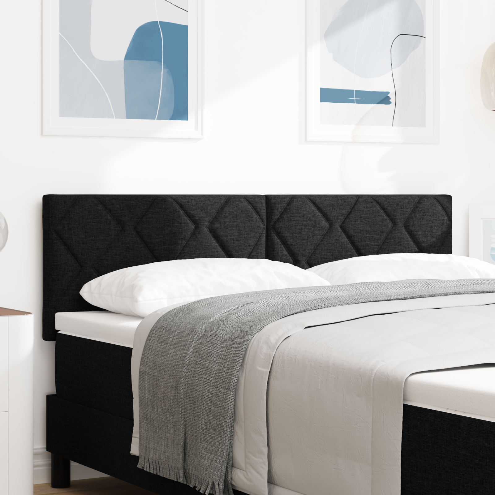 Capitol LED vidaXL cu Design Blocuri Rombice Negru 144 cm Țesătură