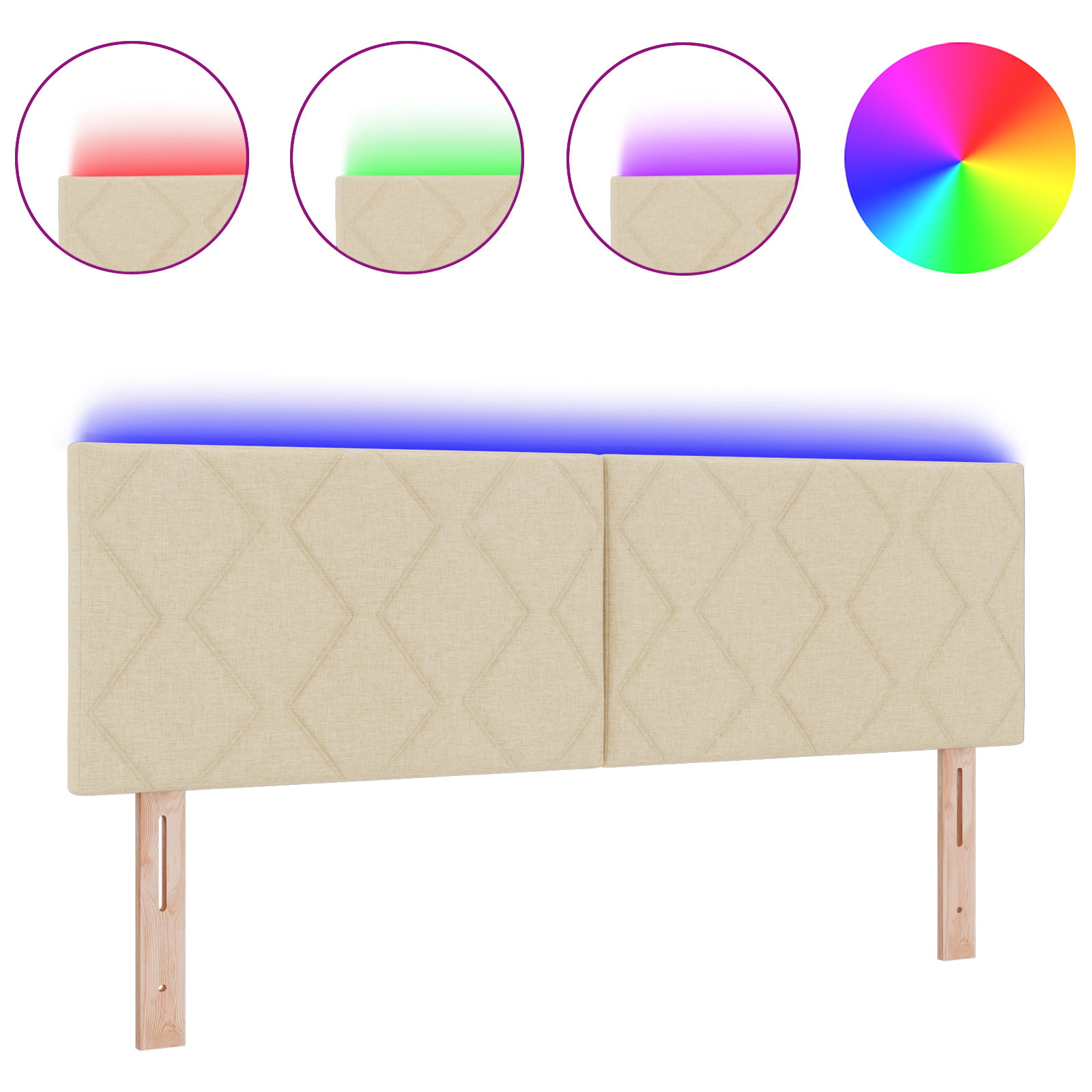 Tăblie vidaXL Design cu Blocuri de Diamant Crem 144 cm Țesătură Tăblie vidaXL Design cu Blocuri de Diamant Crem 144 cm Țesătură