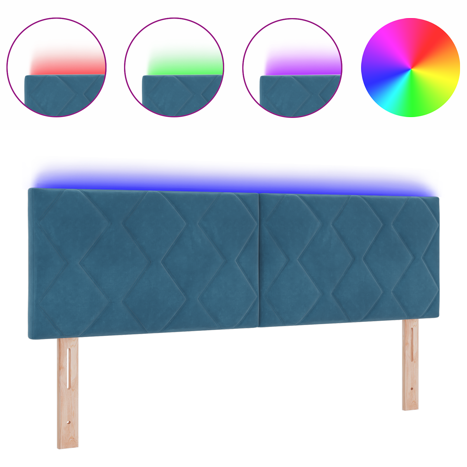 vidaXL Cap de pat LED cu design de blocuri de diamant, albastru închis, 144 cm vidaXL Cap de pat LED cu design de blocuri de diamant, albastru închis, 144 cm