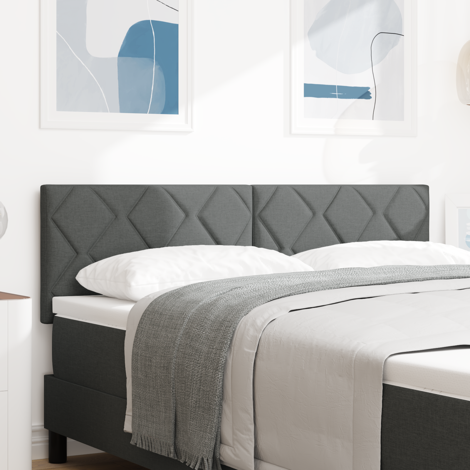 Cap de Pat LED vidaXL cu Design în Pătrate de Diamant Gri închis 160 cm Țesătură Cap de Pat LED vidaXL cu Design în Pătrate de Diamant Gri închis 160 cm Țesătură