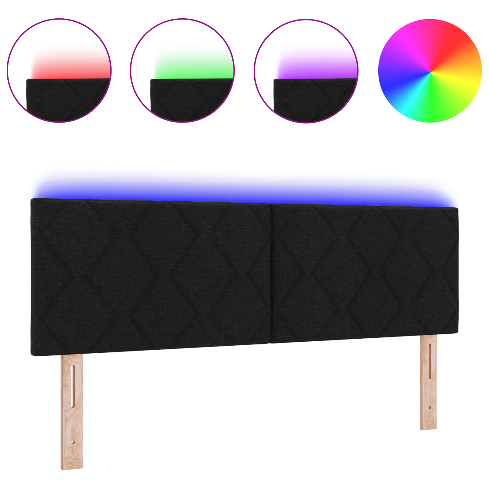 vidaXL Cap de Pat LED Set de 2 Negru Țesătură 160 cm Cap de Pat LED