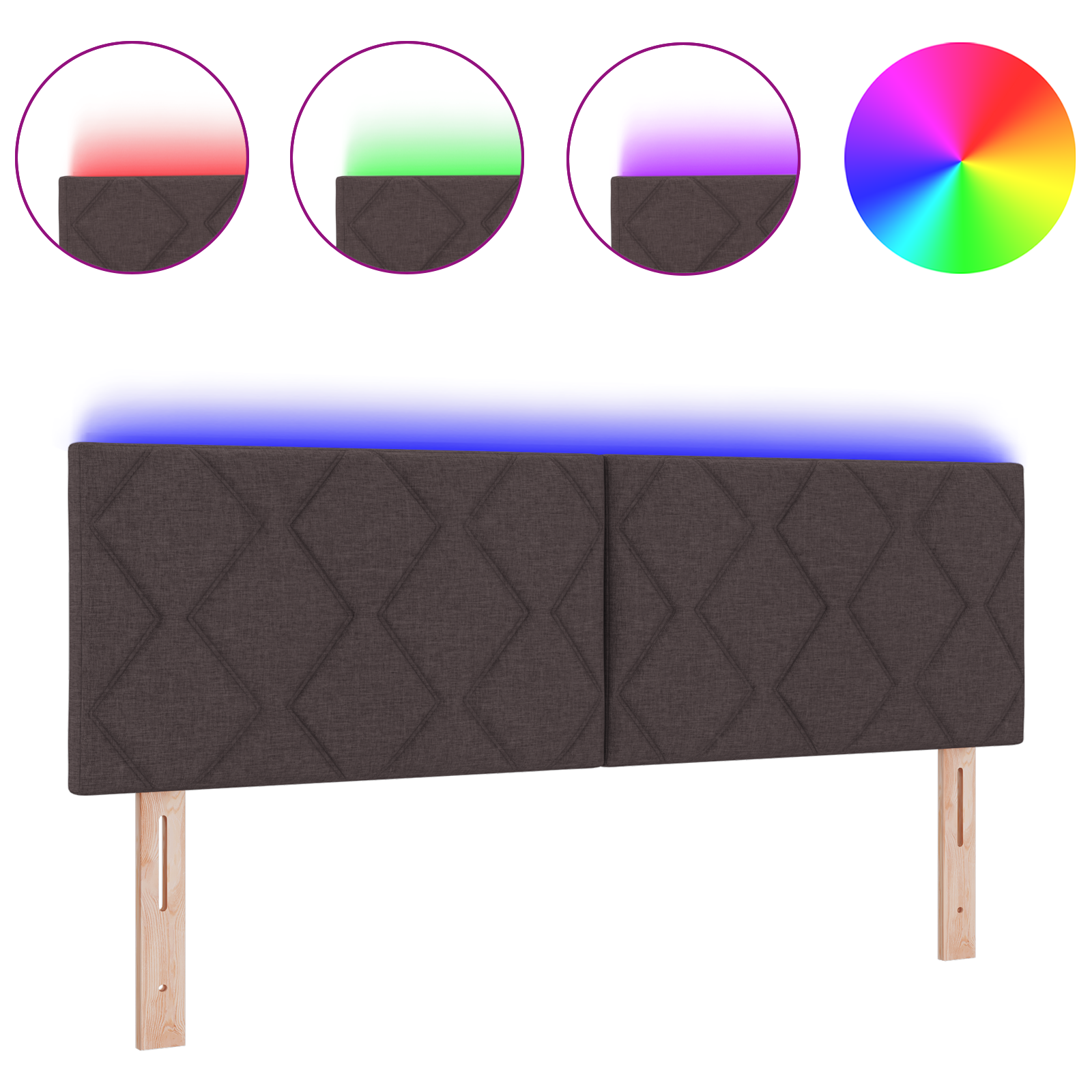 Cap de pat LED vidaXL cu design blocuri în diamant maro închis 160 cm țesătură Cap de pat LED vidaXL cu design blocuri în diamant maro închis 160 cm țesătură